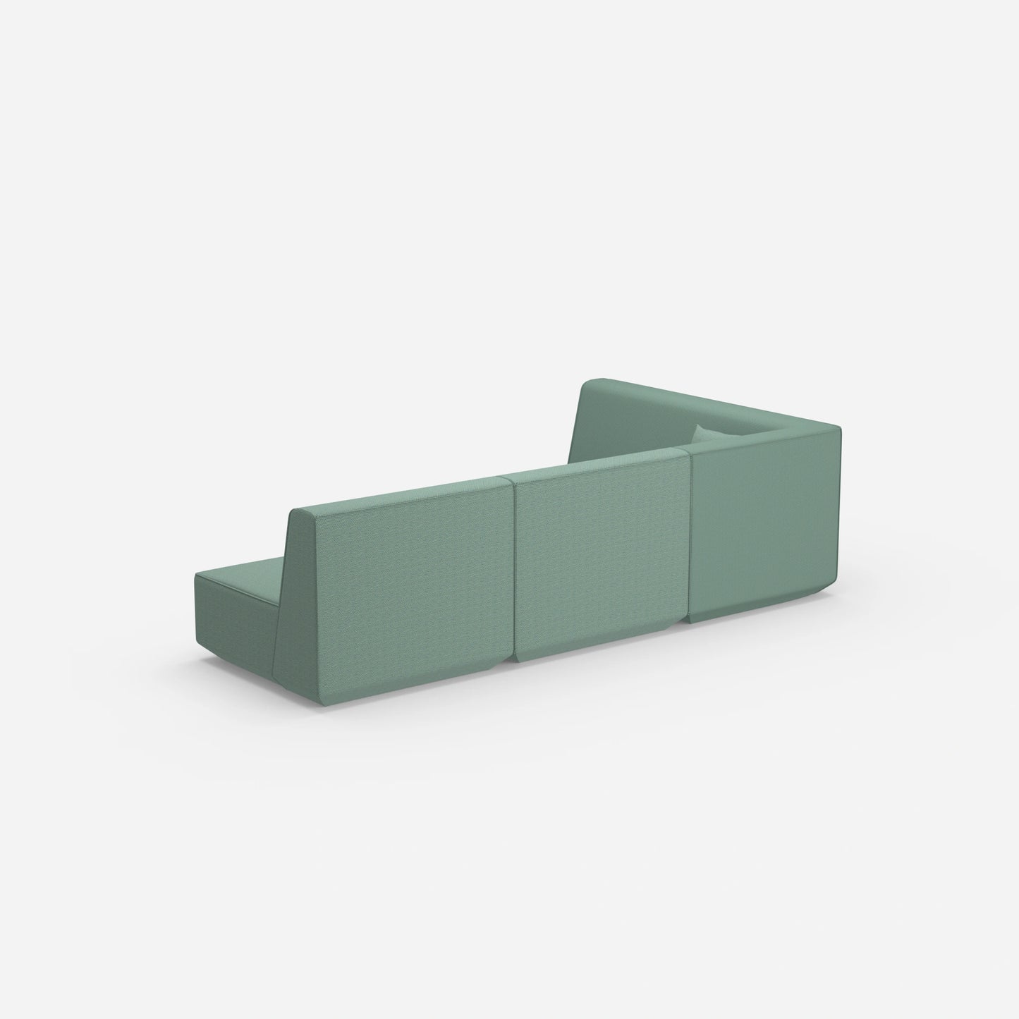 Blaue Eckcouch von hinten