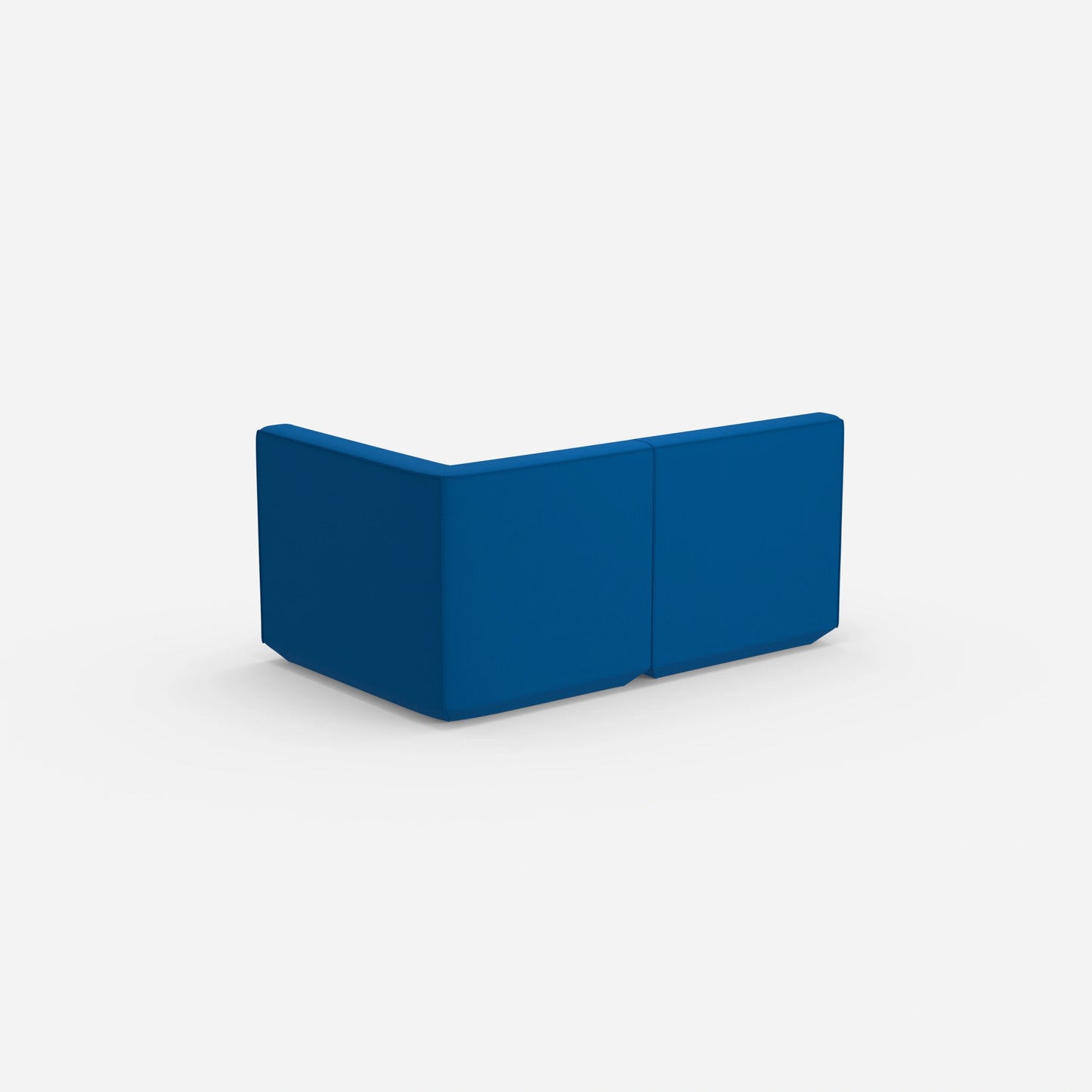 Blaues Zweisitzer Sofa von hinten