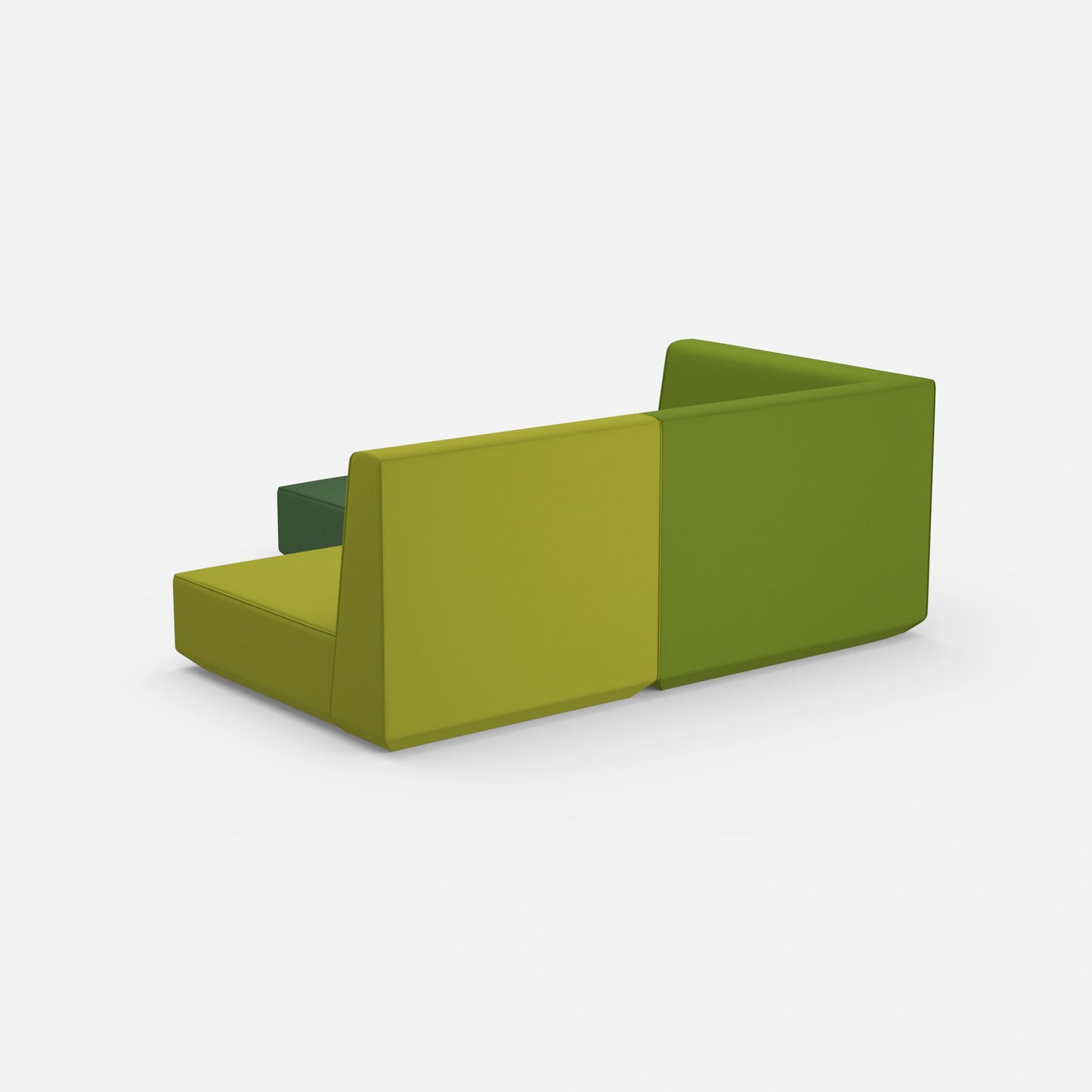 Ecksofa mit tiefer Sitzfläche und hoher Rückenlehne von hinten