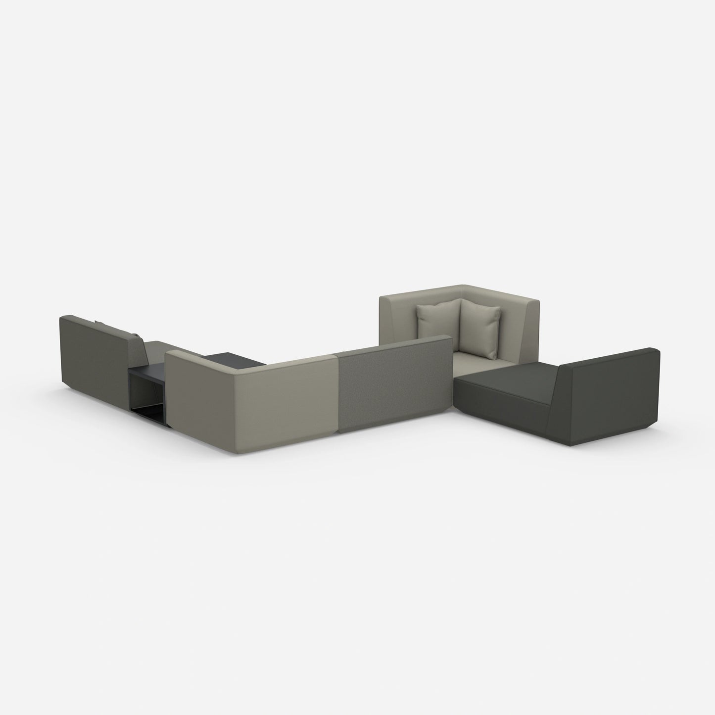 Généreux canapé modulable pour les grands espaces par l'arrière