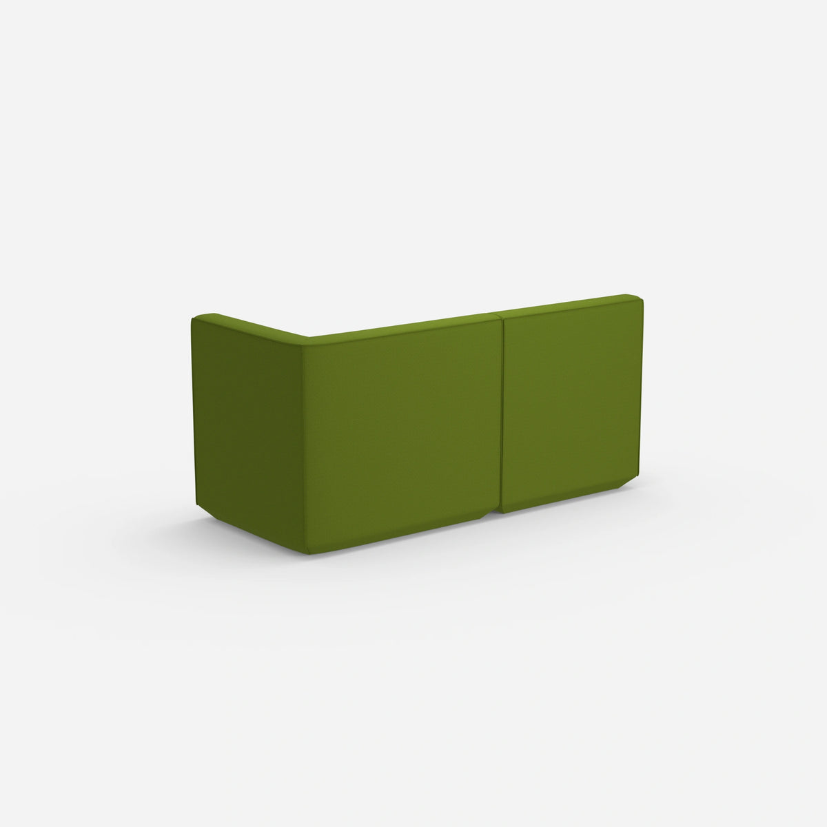 Modulares Sofa grün mit hohem Rücken von hinten
