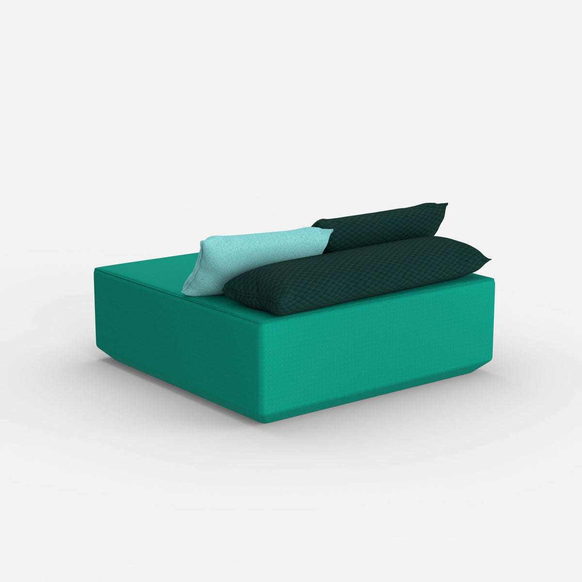 Sitzpouf türkis von hinten