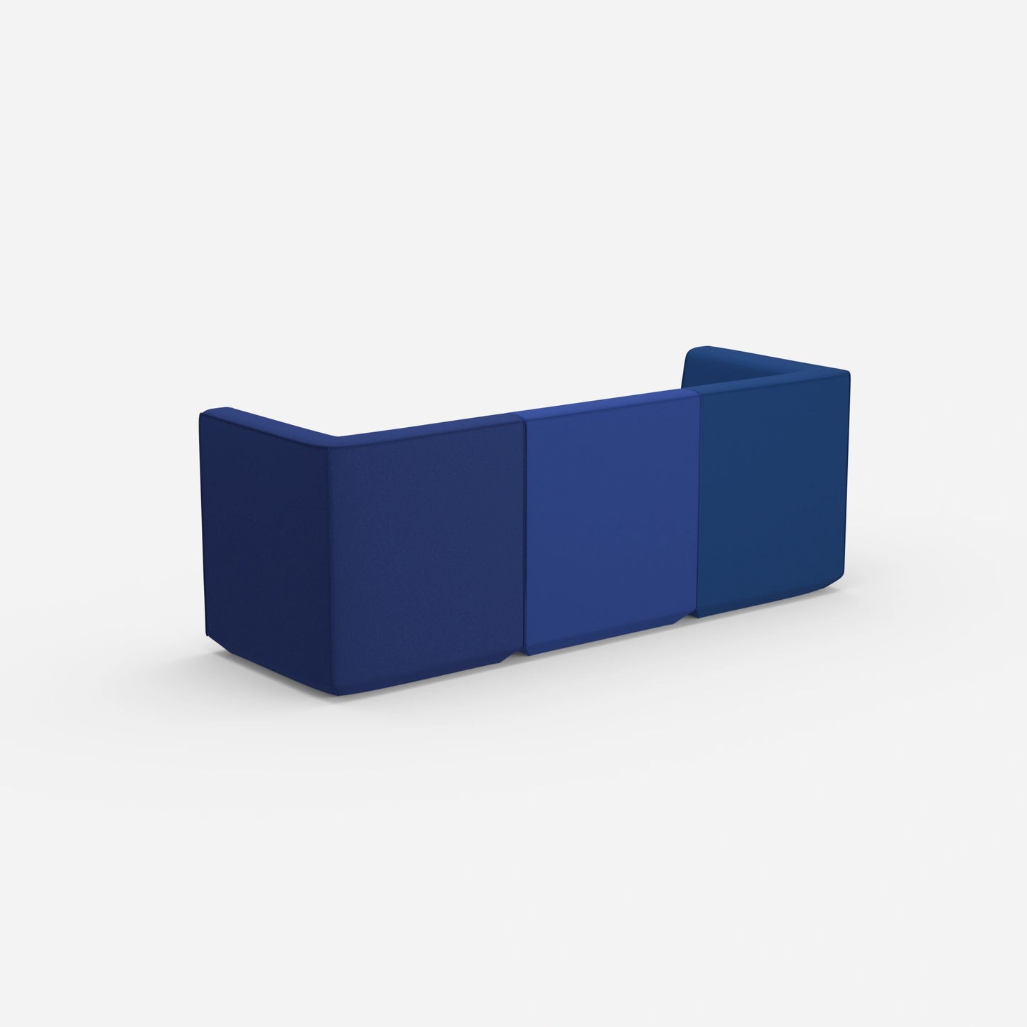 Sofa blue for 3 persons from behind