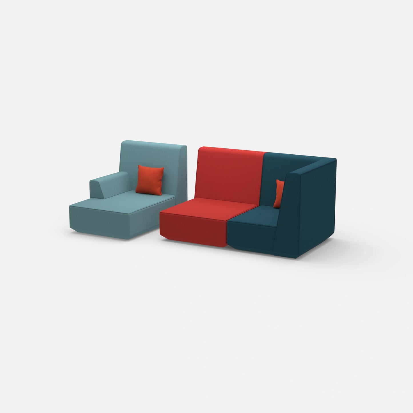 2-seater with ottoman with high backrest from the side