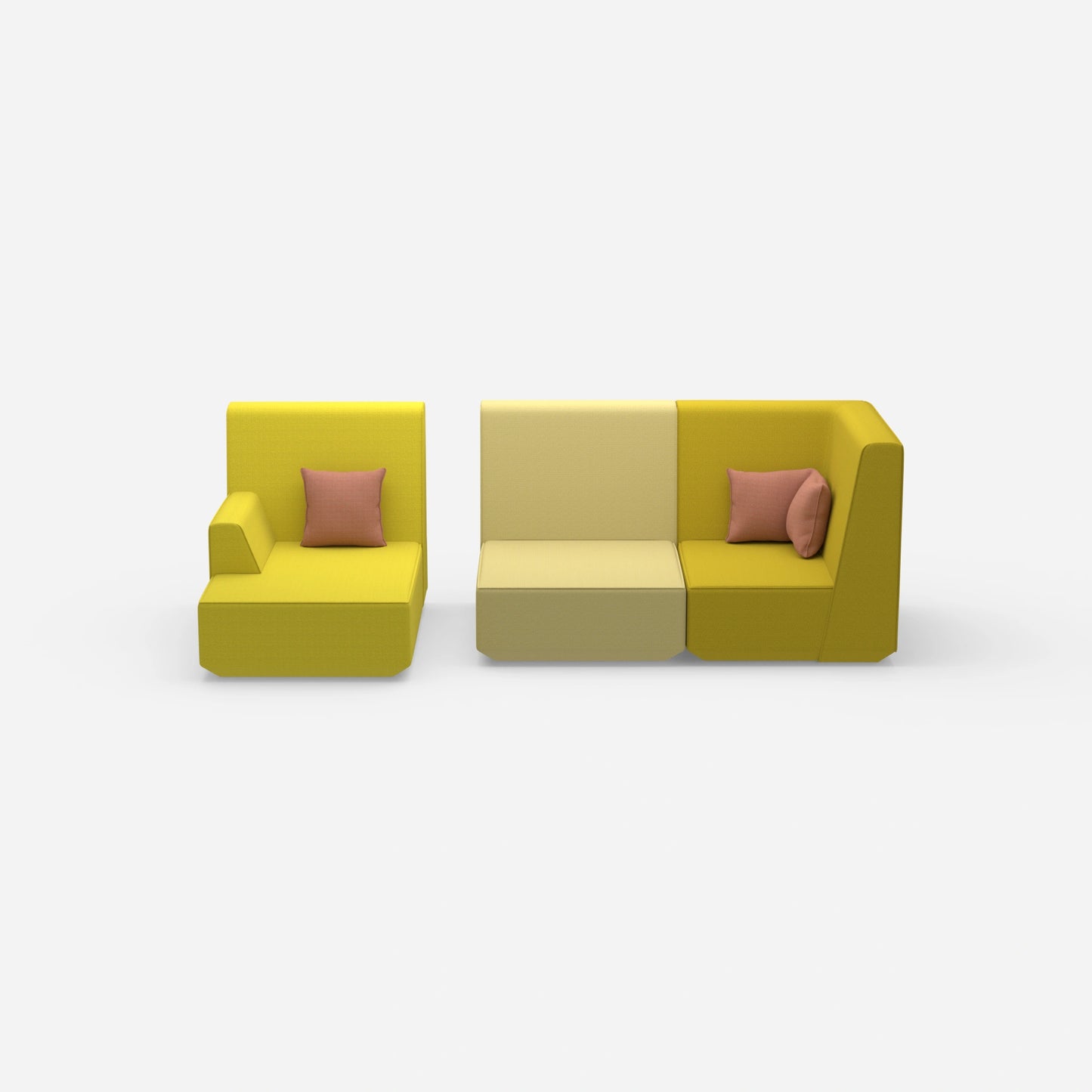 2 seater with ottoman with high backrest from the front
