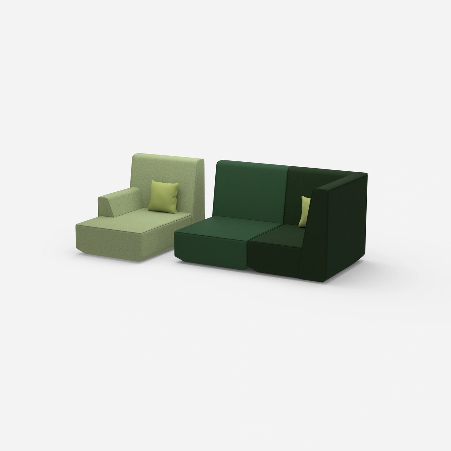 2-seater with ottoman with high backrest from the side