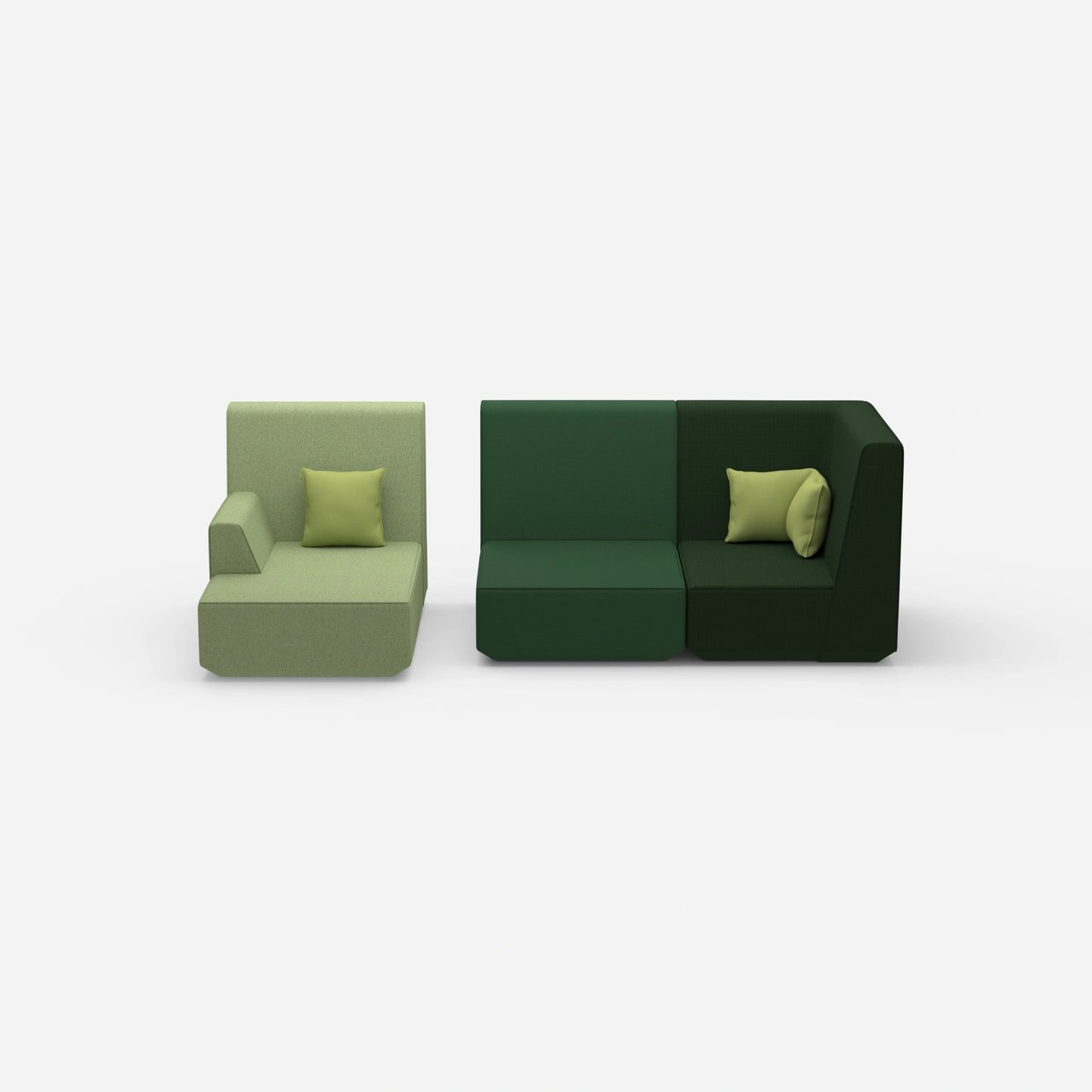 2 seater with ottoman with high backrest from the front