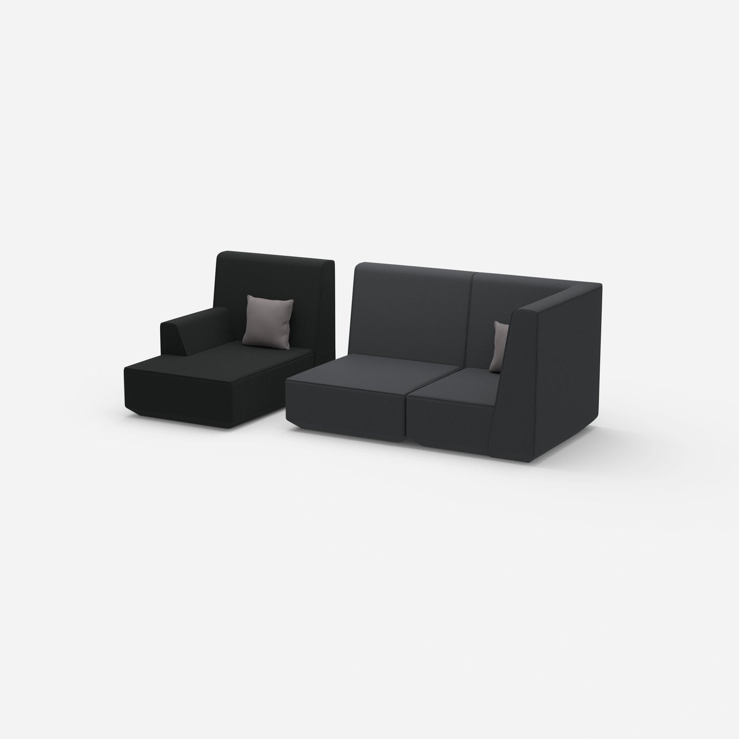 2-seater with ottoman with high backrest from the side