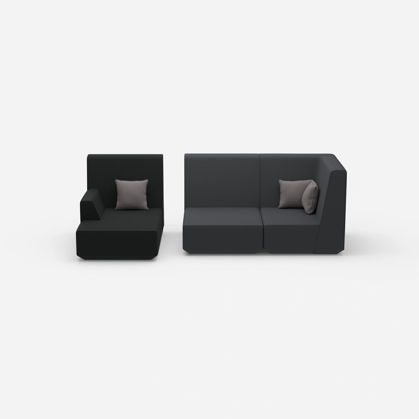 2 seater with ottoman with high backrest from the front