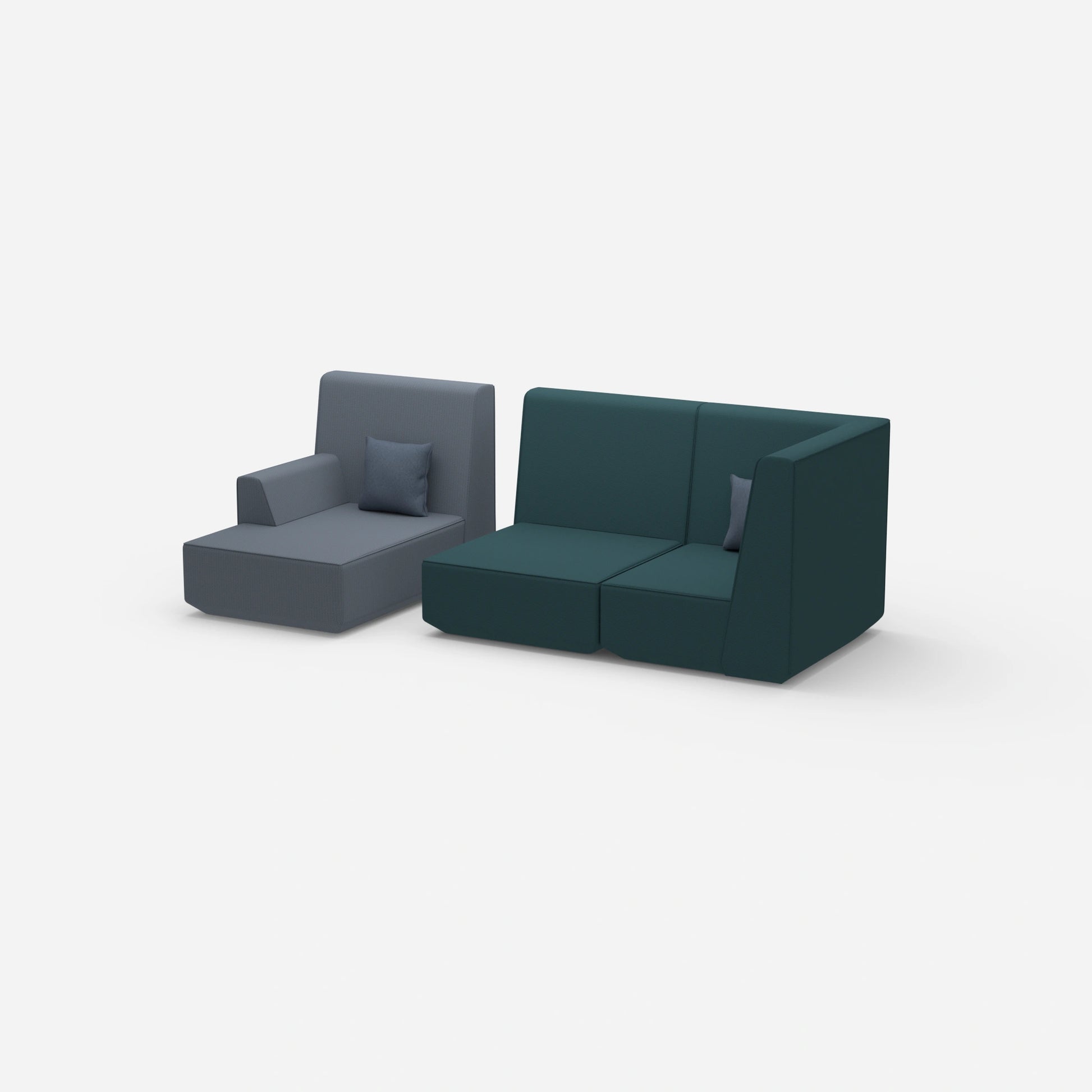 2-seater with ottoman with high backrest from the side