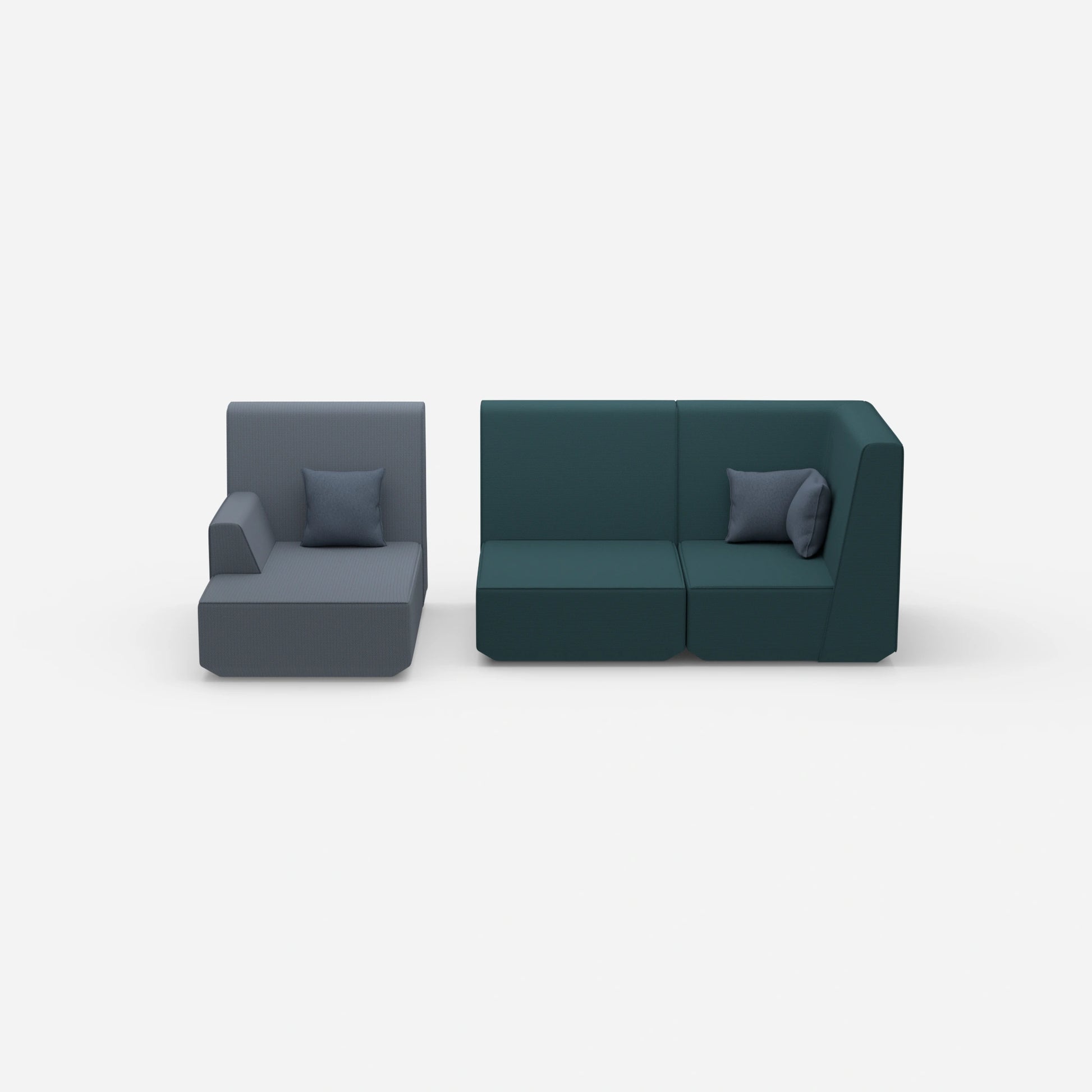 2 seater with ottoman with high backrest from the front