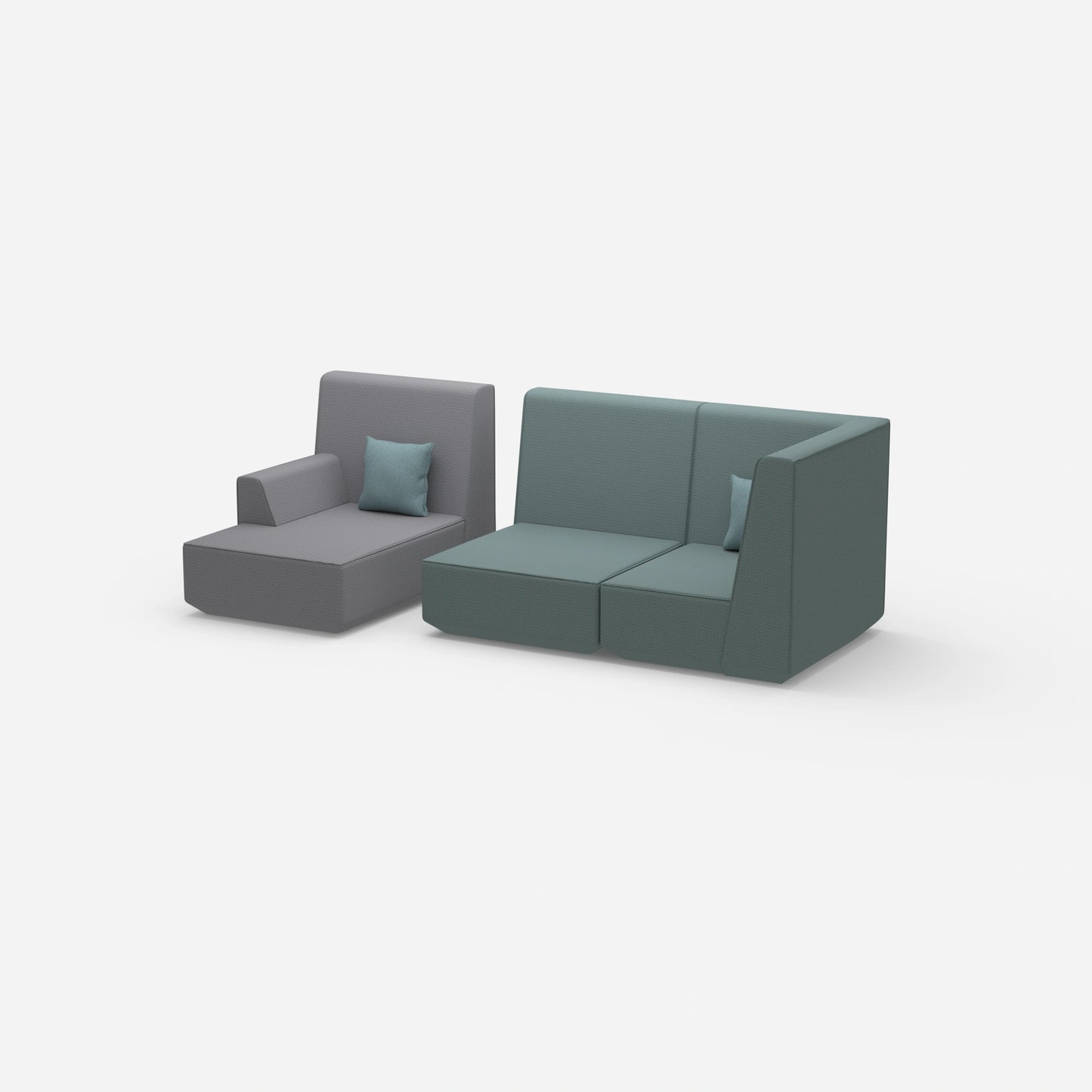 2-seater with ottoman with high backrest from the side