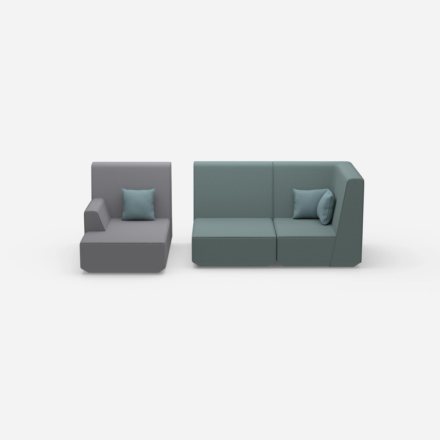 2 seater with ottoman with high backrest from the front