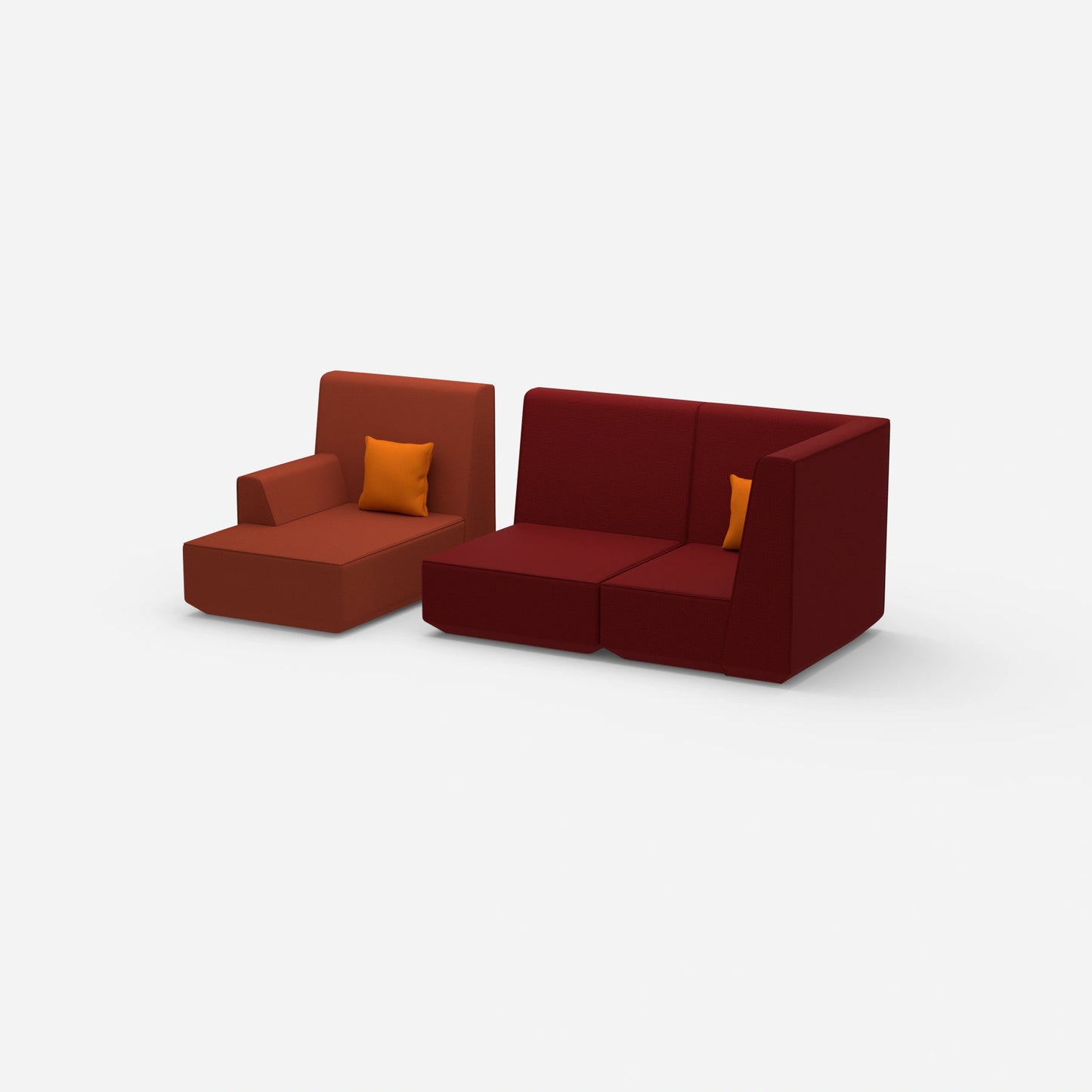 2-seater with ottoman with high backrest from the side