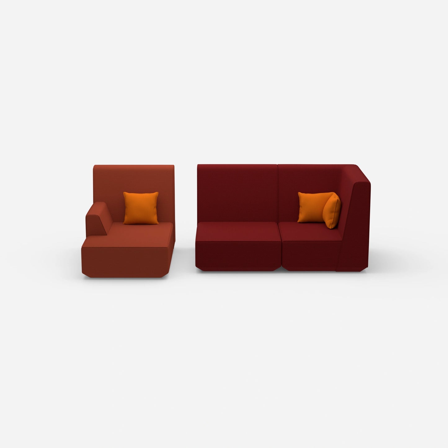2 seater with ottoman with high backrest from the front