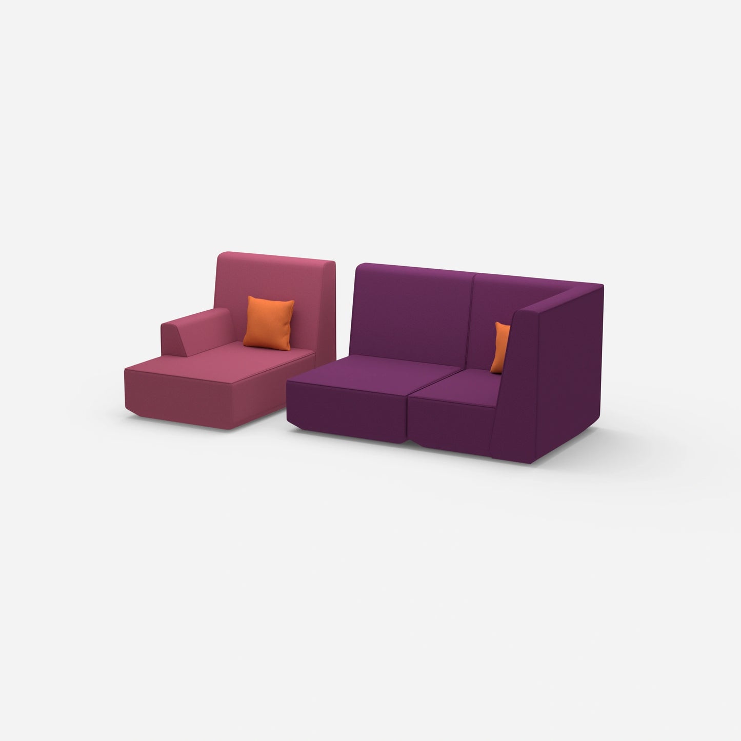 2-seater with ottoman with high backrest from the side