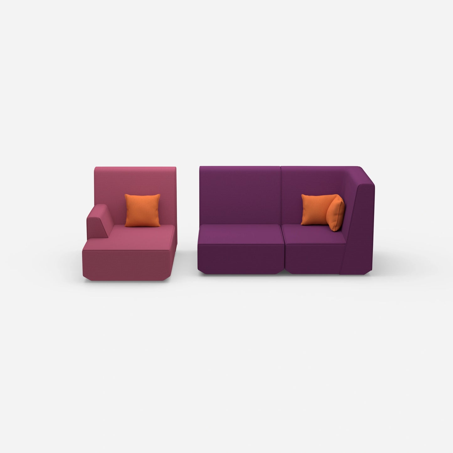 2 seater with ottoman with high backrest from the front