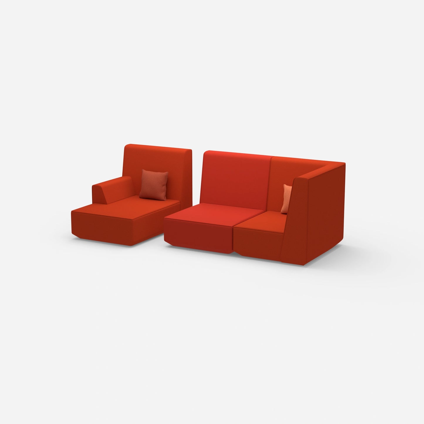 2-seater with ottoman with high backrest from the side
