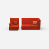 2 seater with ottoman with high backrest from the front