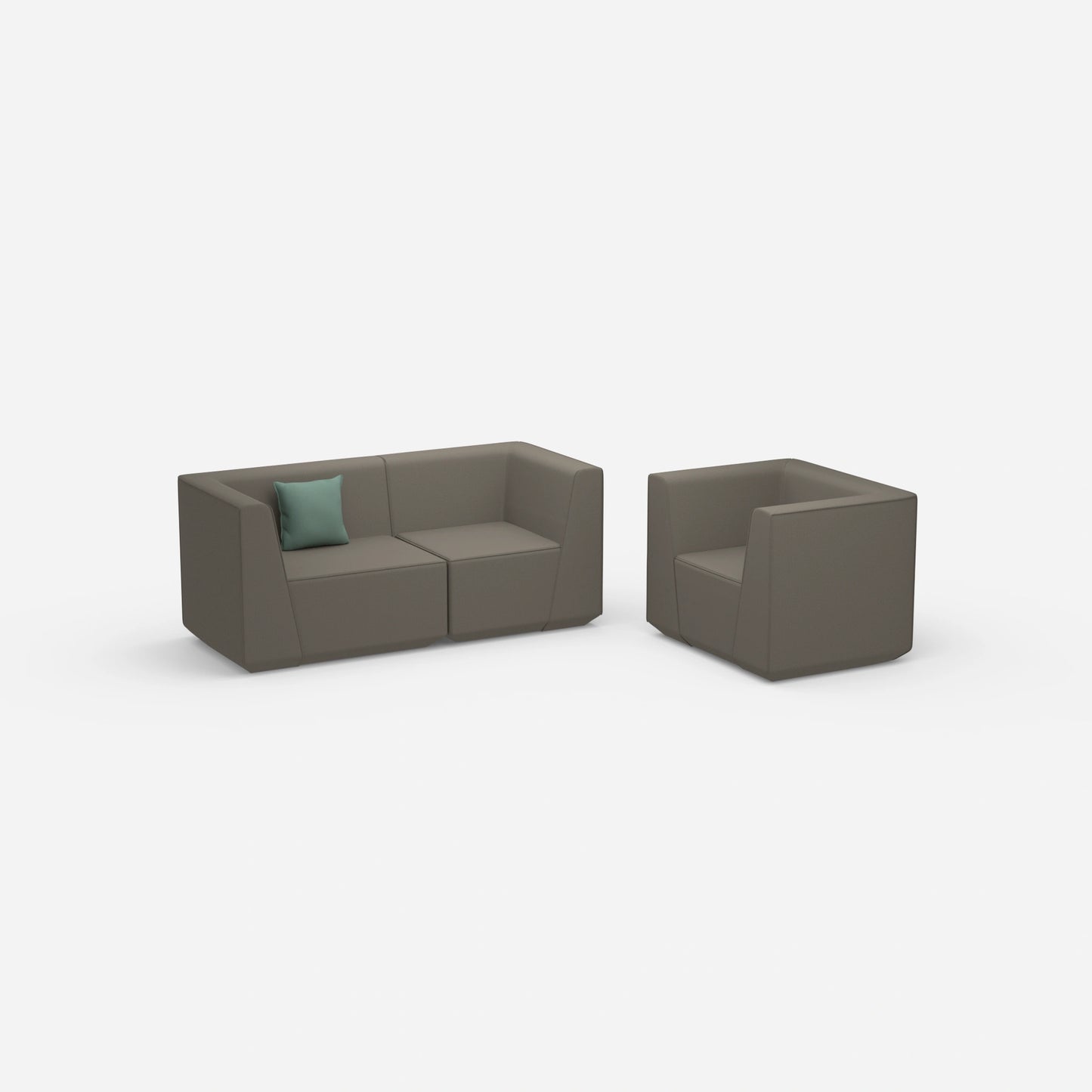 2 Sitzer Sofa mit Sessel 270 cm breit von der Seite