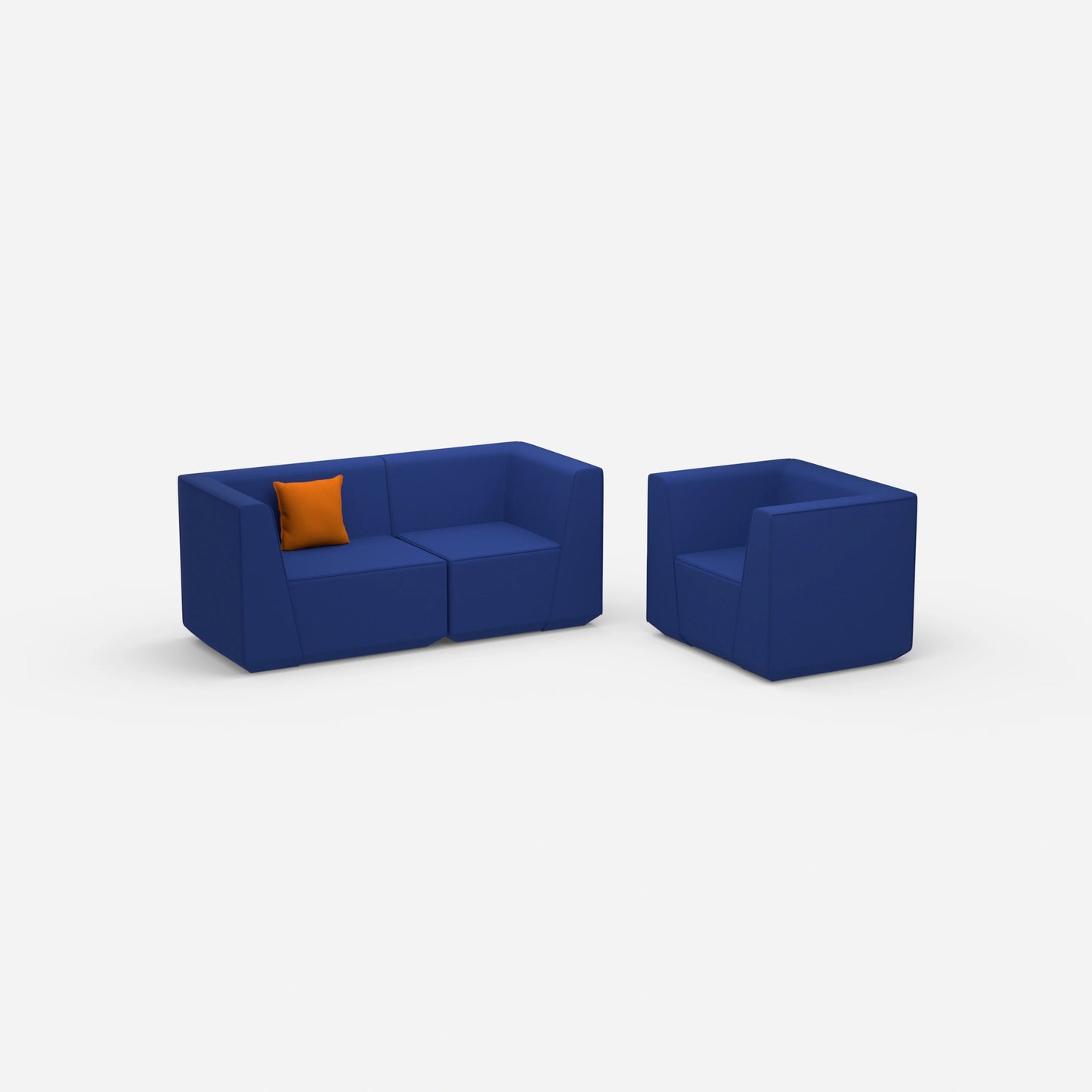 2 Sitzer Sofa mit Sessel 270 cm breit von der Seite