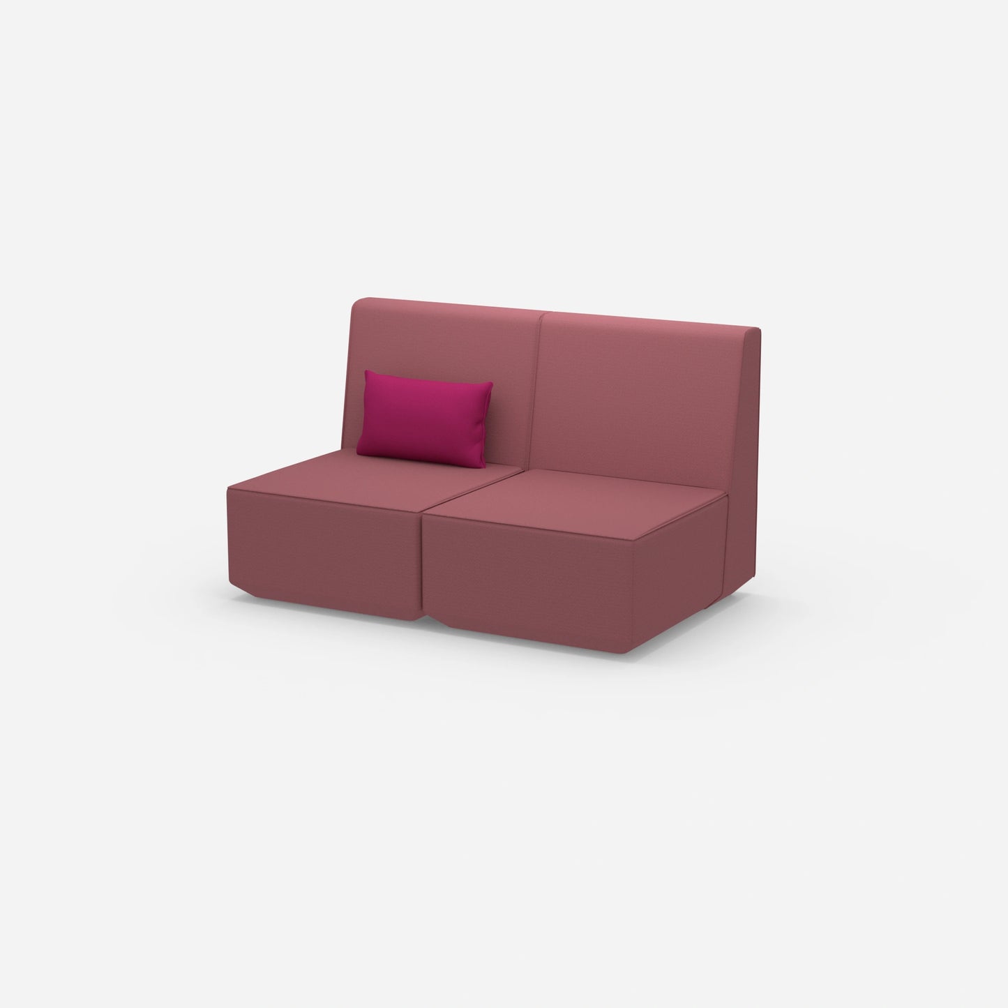 2er Sofa rosa mit hohem Rücken von der Seite