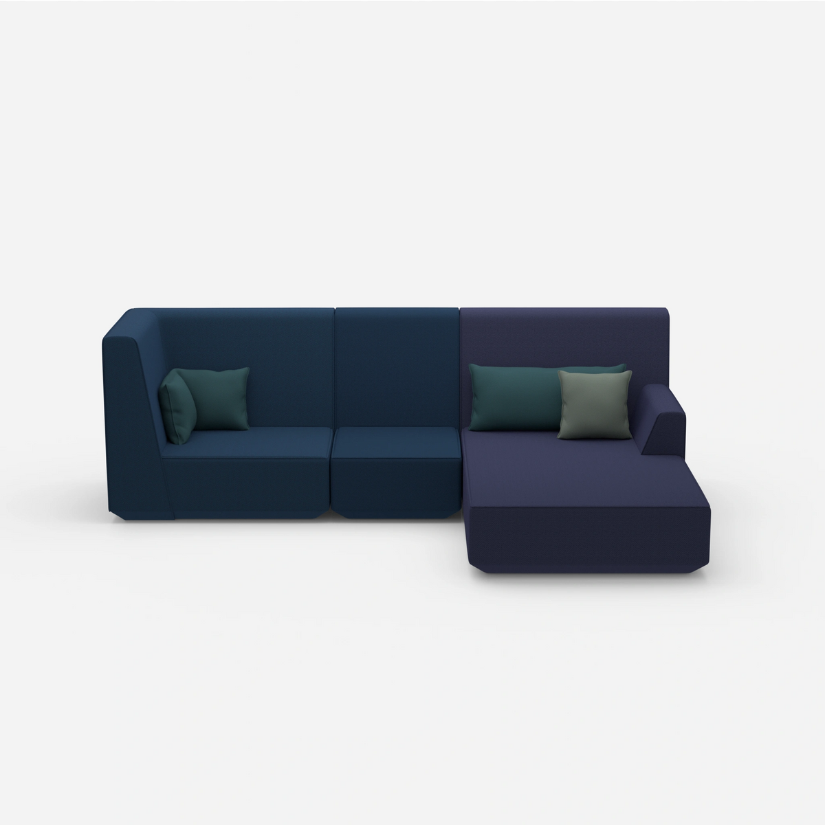 3 Personen Sofa mit Ottomane von vorne