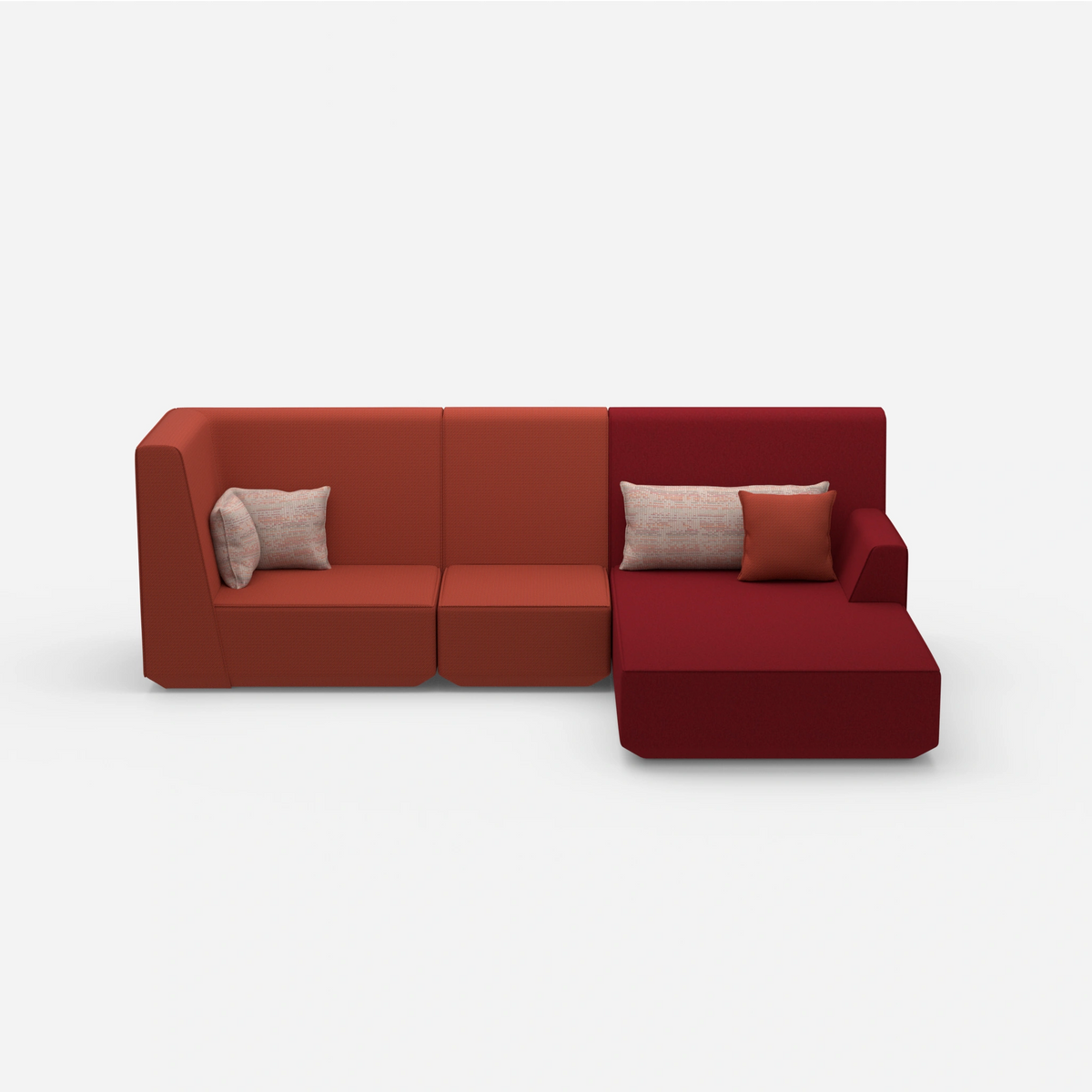 3 Personen Sofa mit Ottomane von vorne