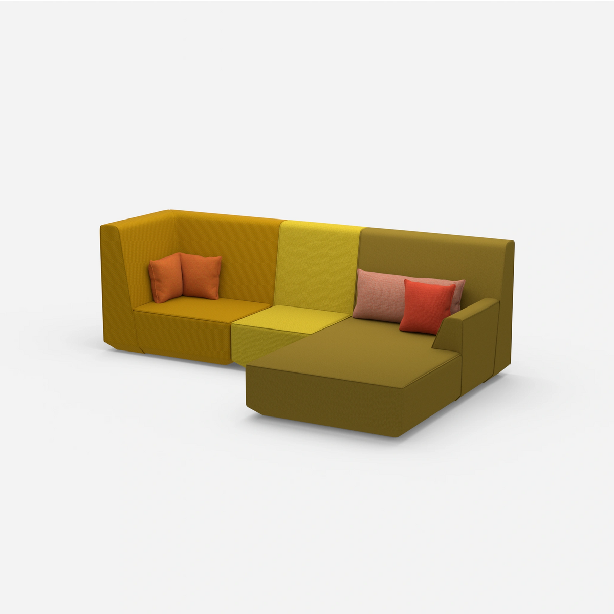 3 Personen Sofa mit Ottomane von der Seite
