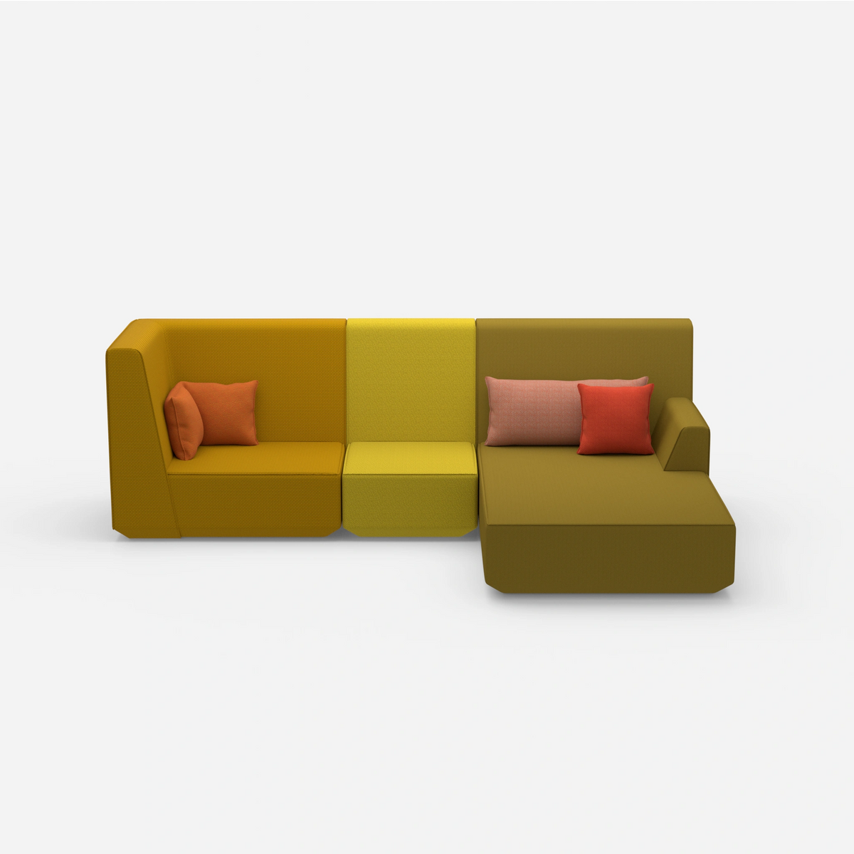 3 Personen Sofa mit Ottomane von vorne