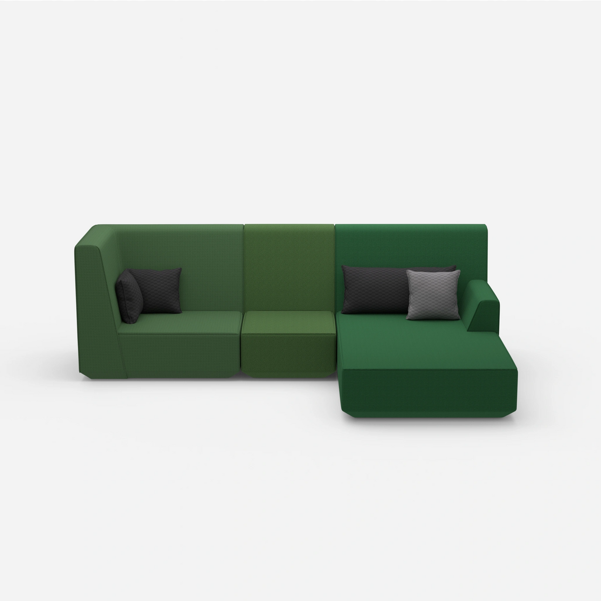 3 Personen Sofa mit Ottomane von vorne