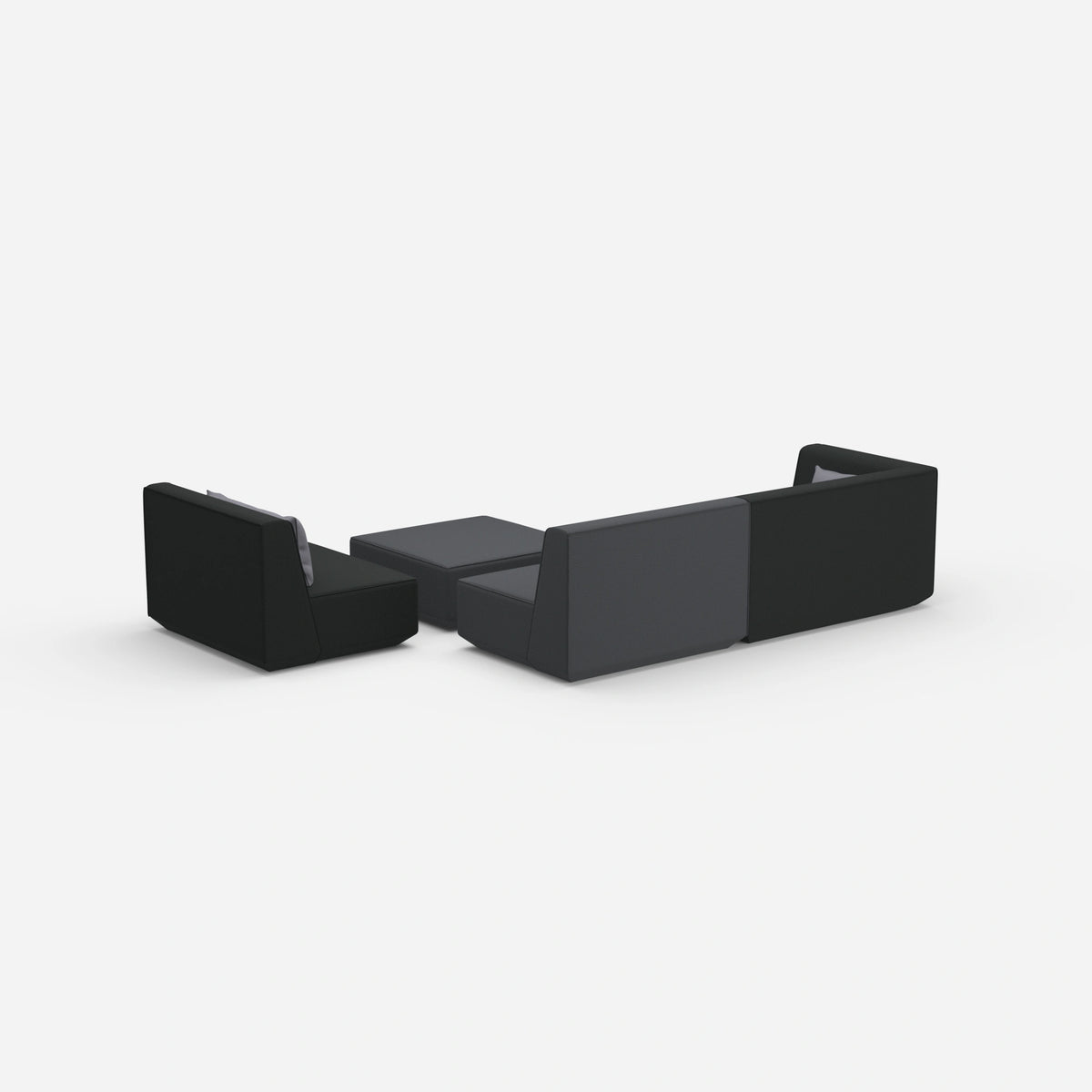 3 Sitzer mit Sessel von hinten