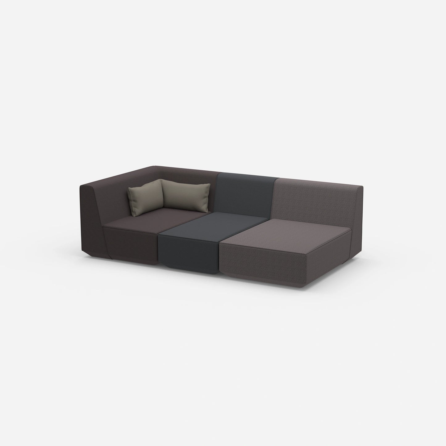 3 Sitzer Sofa modular mit Liegefunktion von der Seite