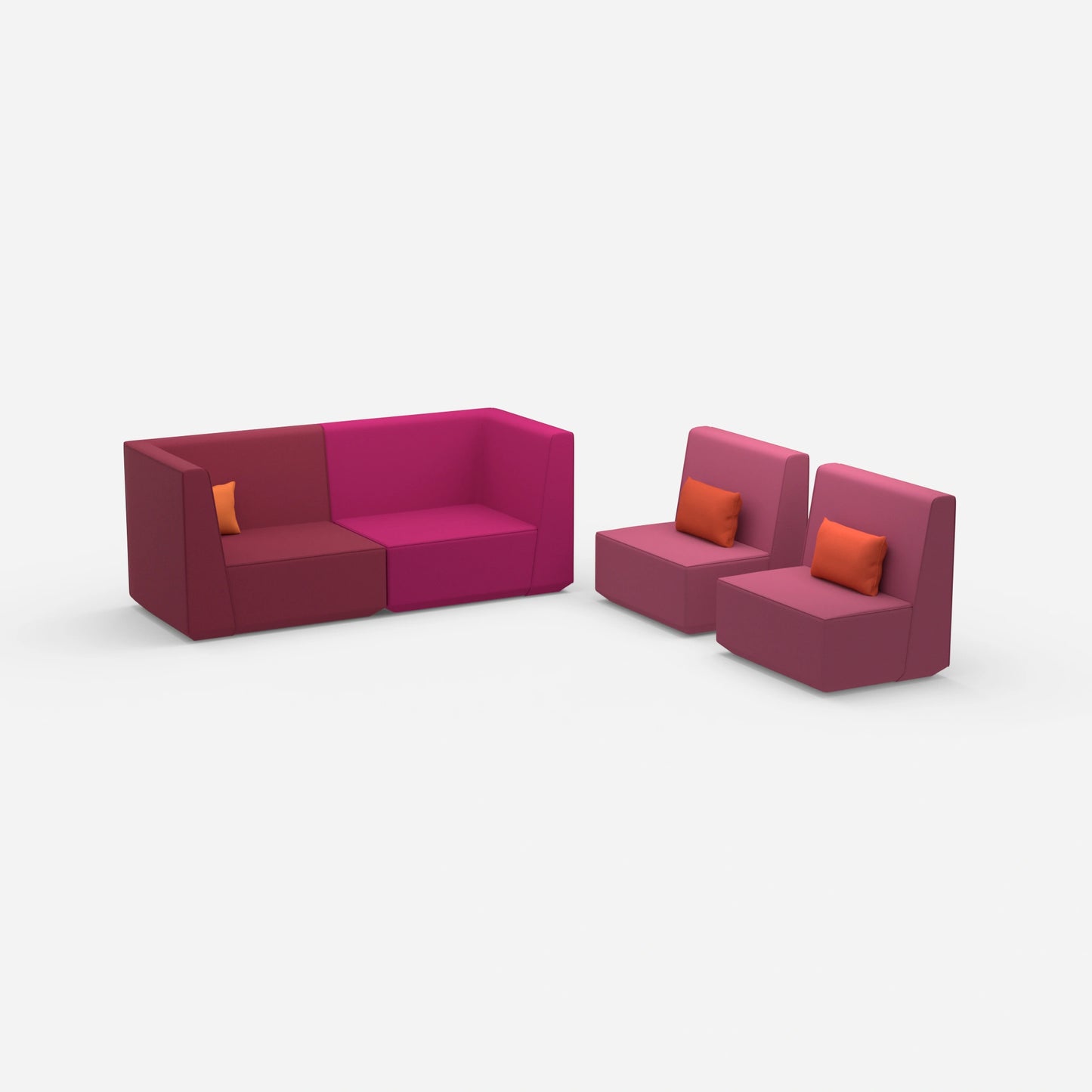 3 seater and 2 armchairs from the side