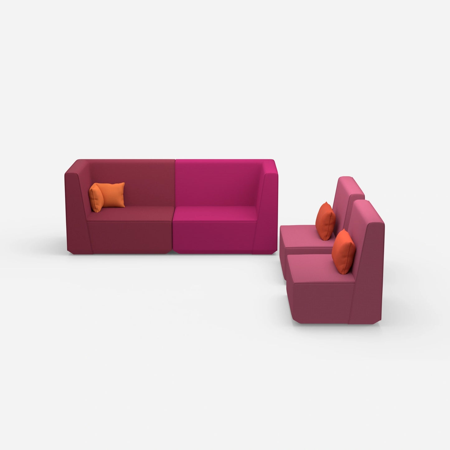 3 seater and 2 armchairs from the front