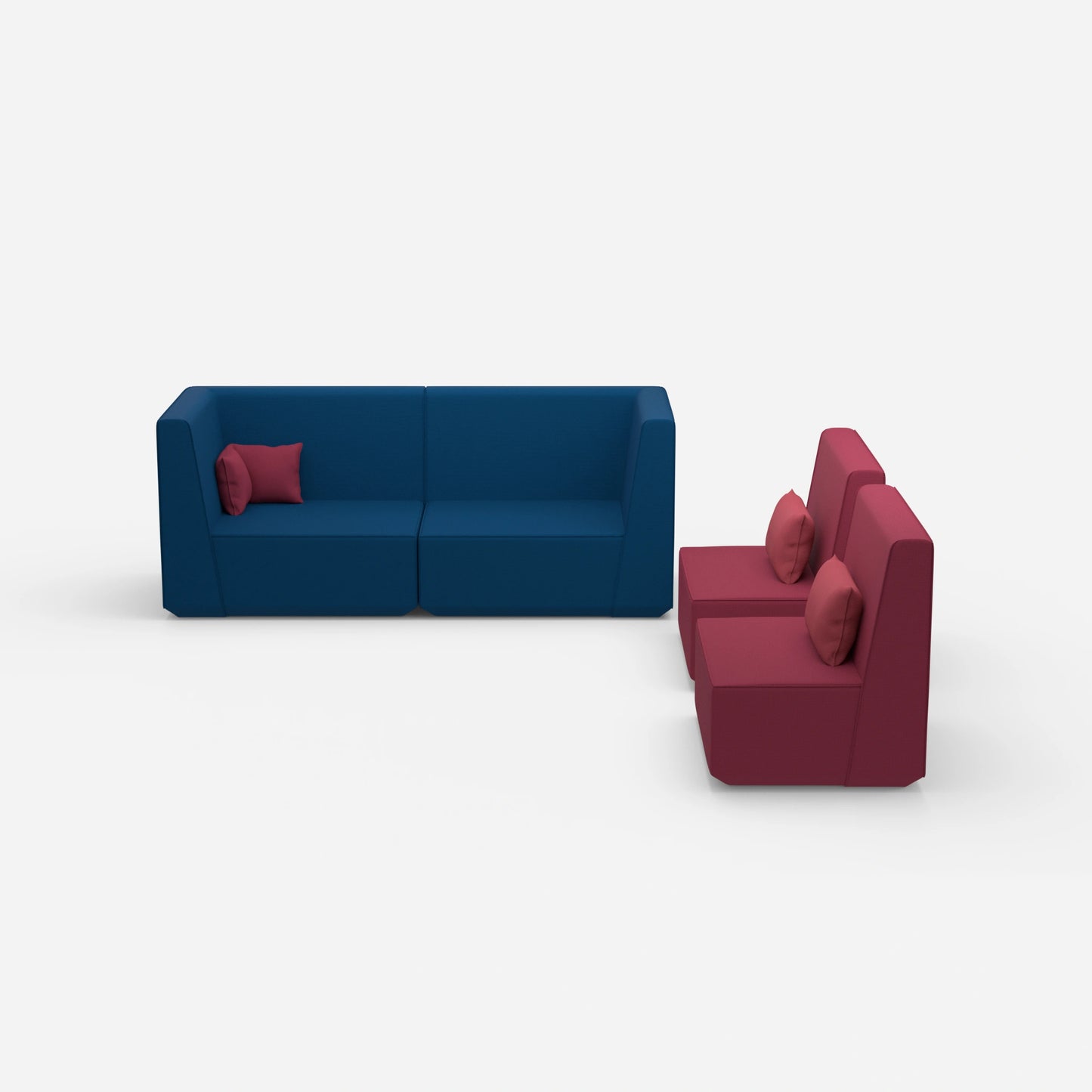 3 seater and 2 armchairs from the front