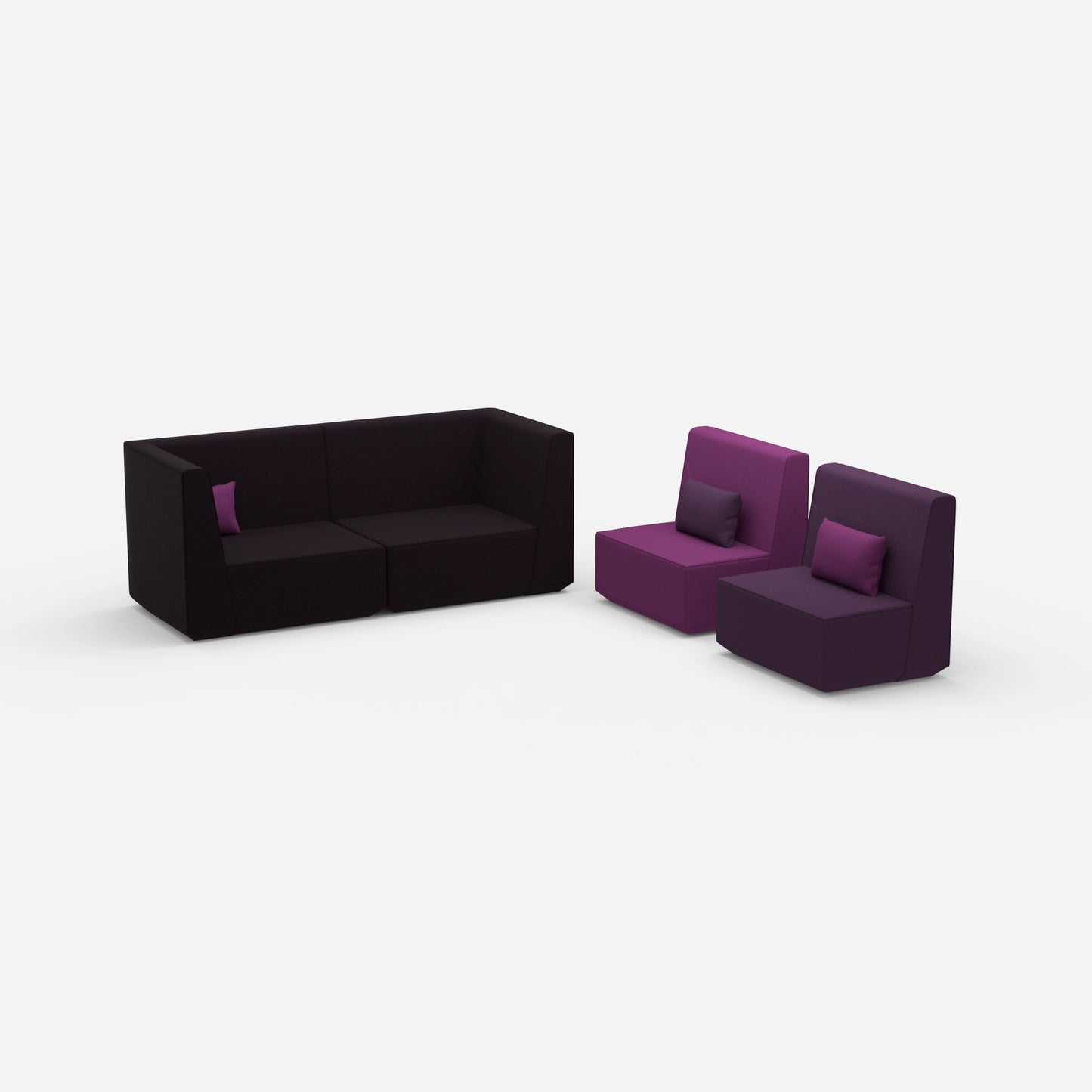 3 seater and 2 armchairs from the side
