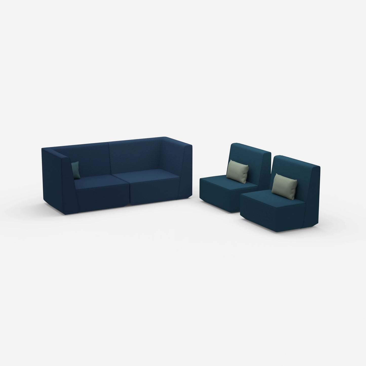 3 seater and 2 armchairs from the side