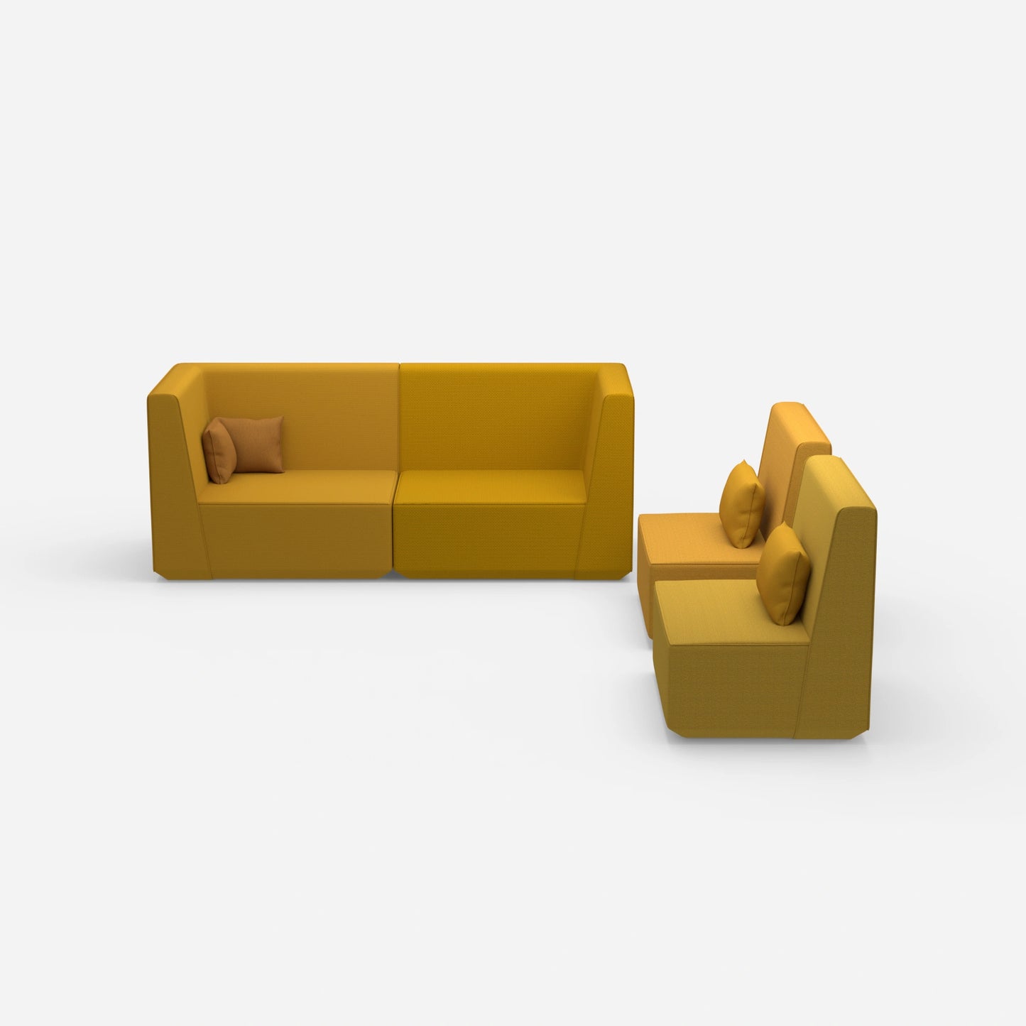 3 seater and 2 armchairs from the front