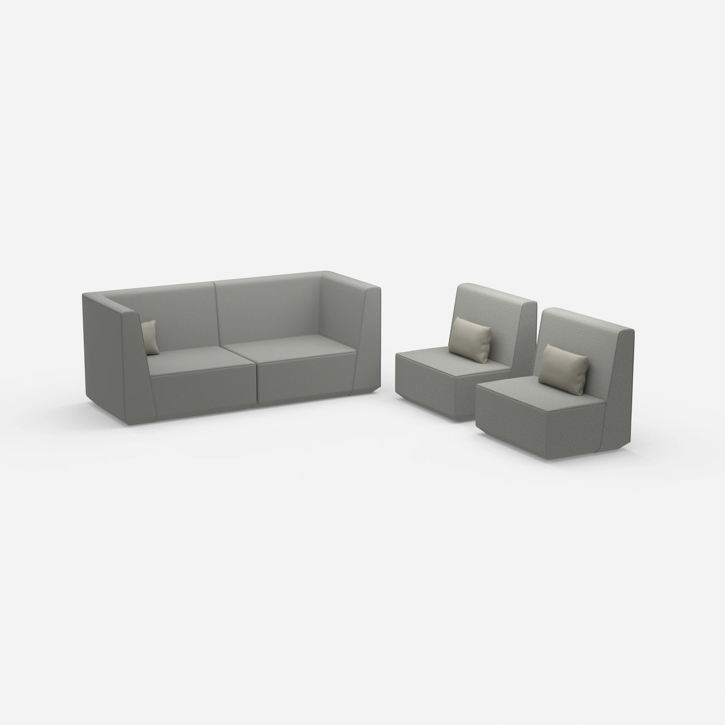 3 seater and 2 armchairs from the side
