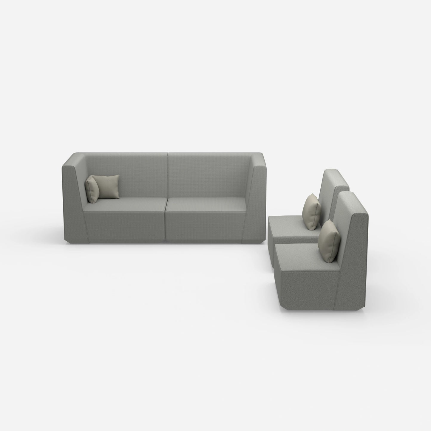 3 seater and 2 armchairs from the front
