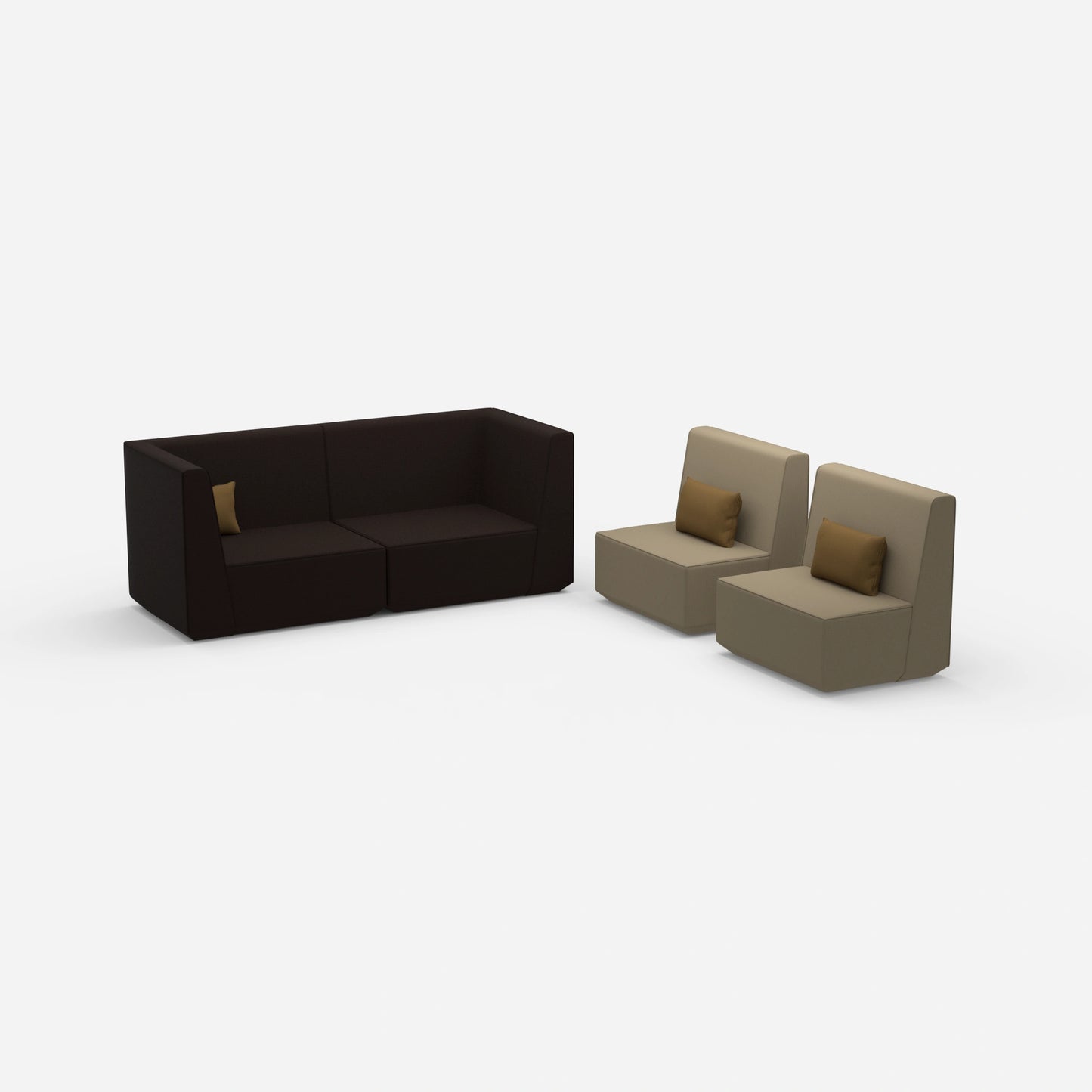 3 seater and 2 armchairs from the side