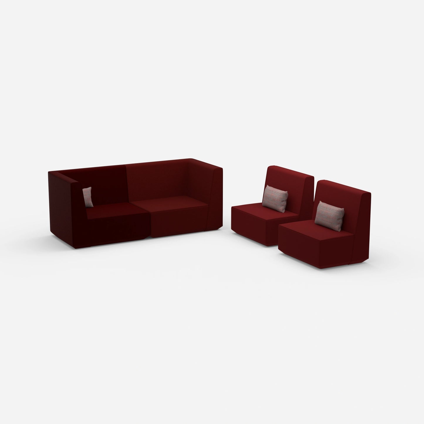 3 seater and 2 armchairs from the side