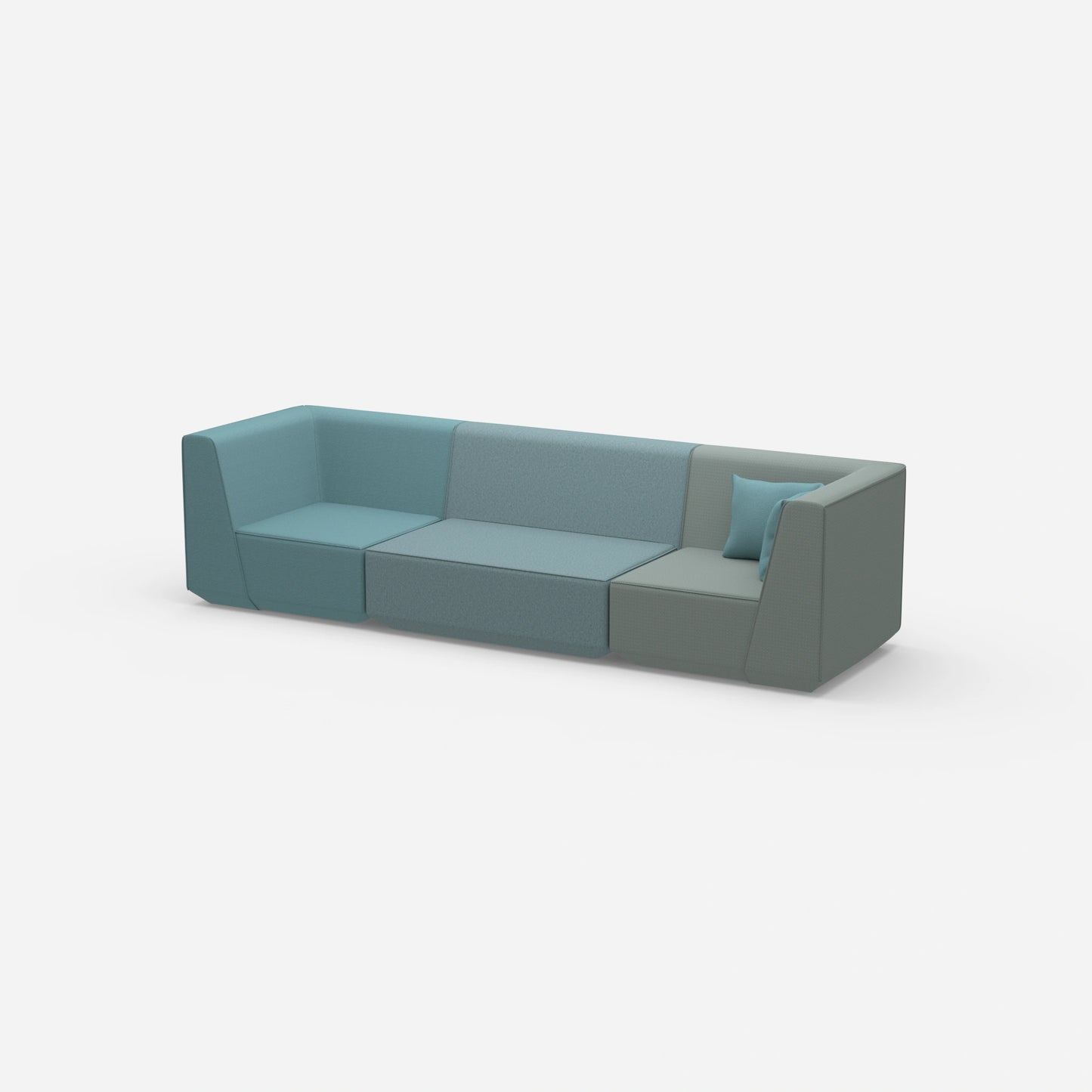 3-seater sofa blue from the side