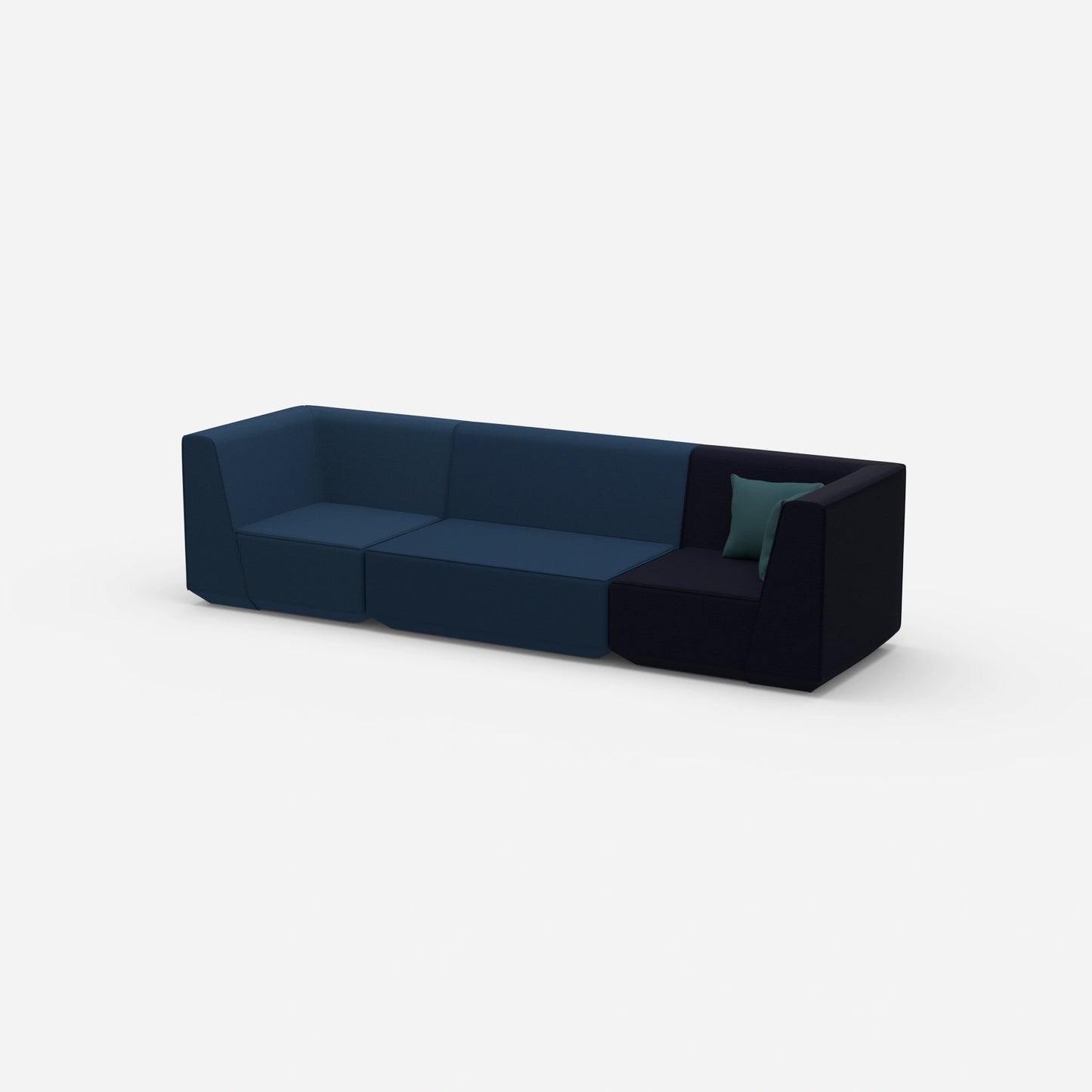 3-seater sofa blue from the side