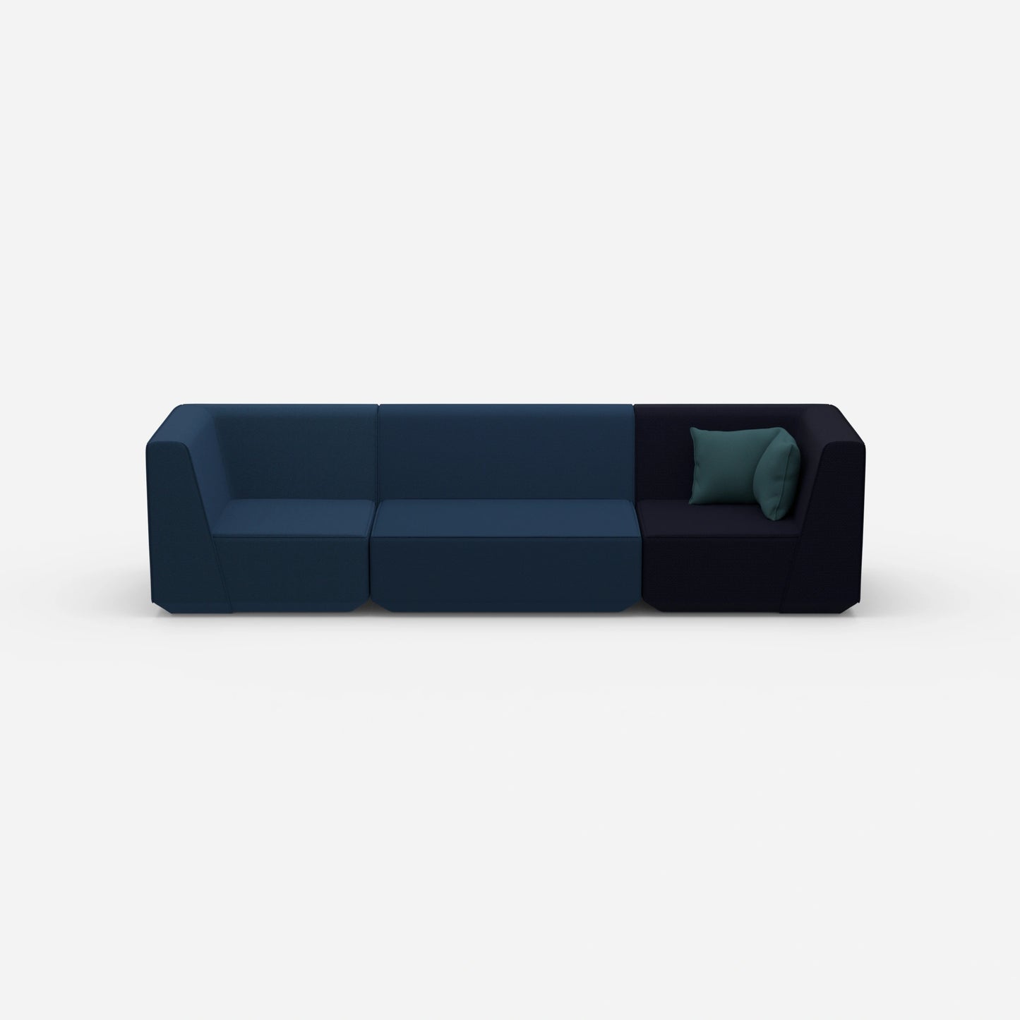 3-seater sofa blue from the front