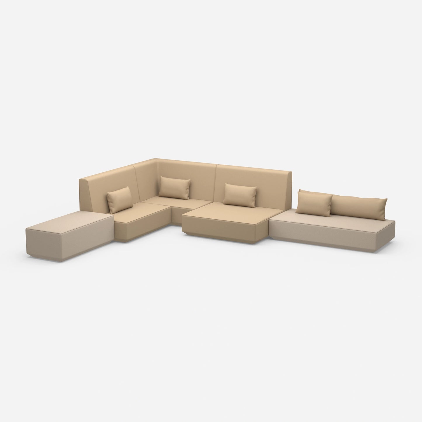 Beige Canapé panoramique en L vu de côté