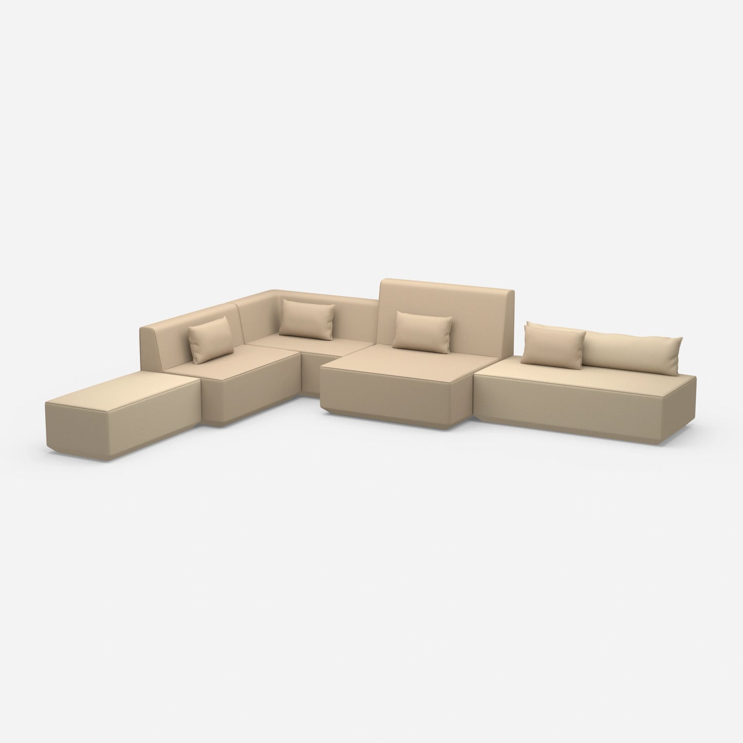 Beige Canapé panoramique en L vu de côté