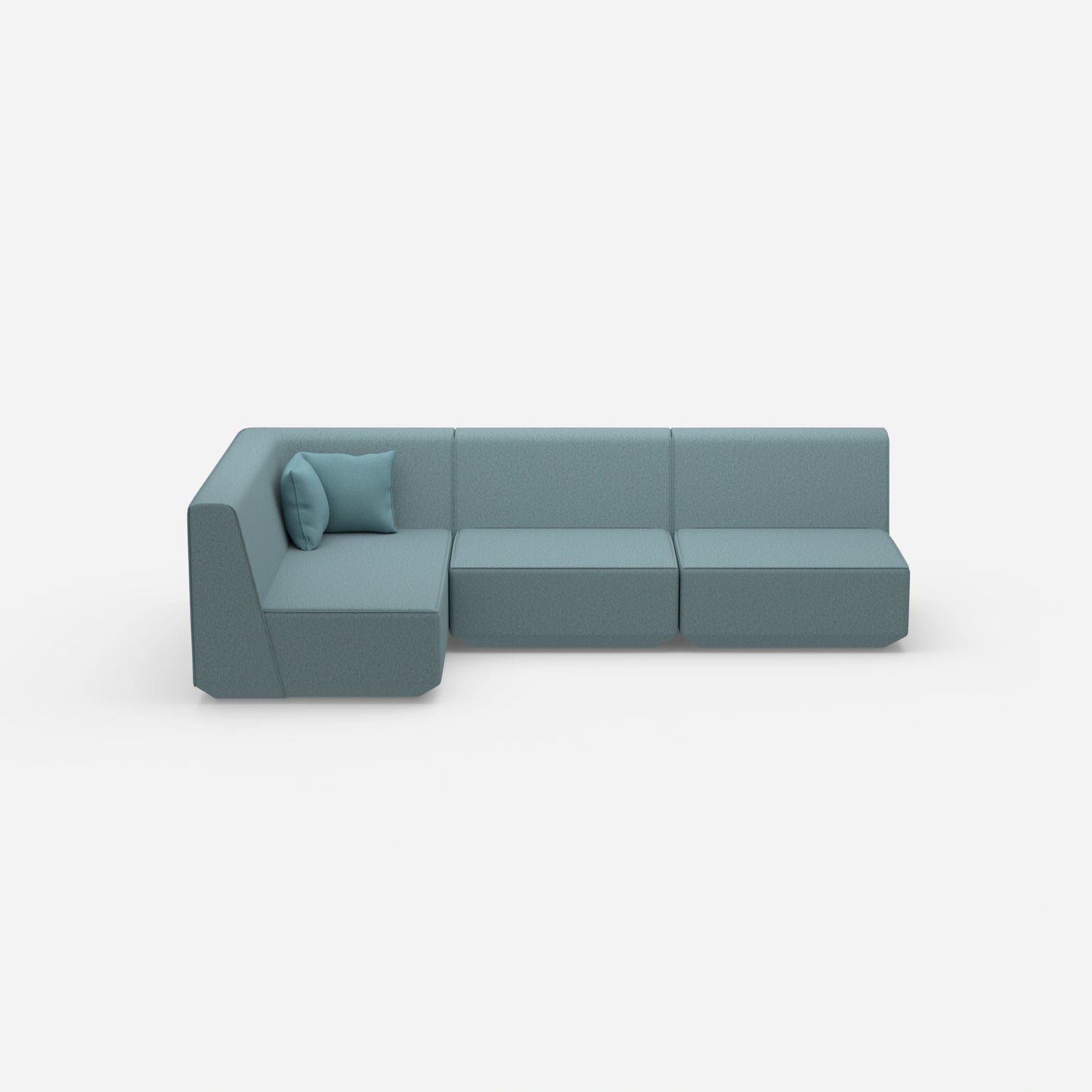 Blaue Eckcouch von vorne