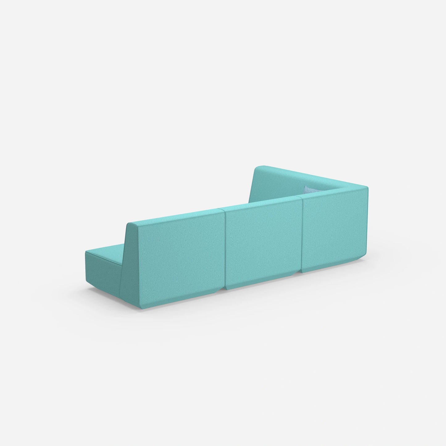 Blaue Eckcouch von hinten